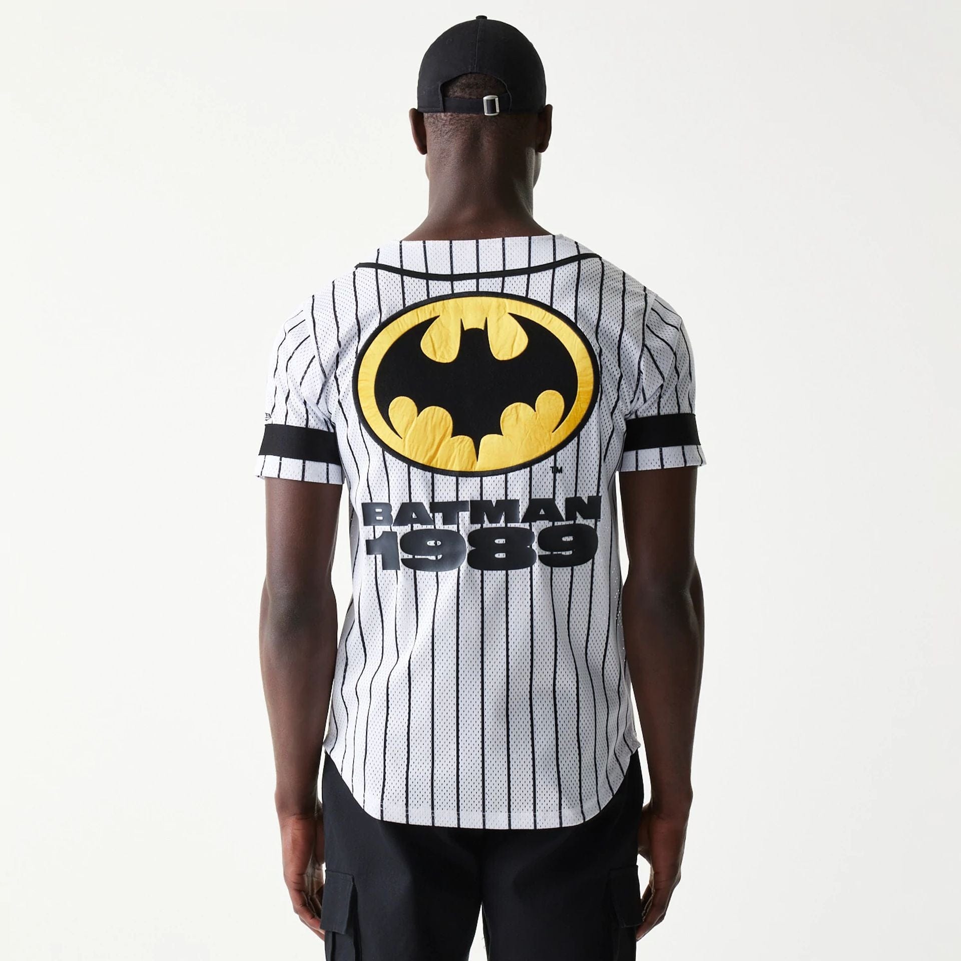 The Male model is wearing Batman Pinstripe White Jersey 2