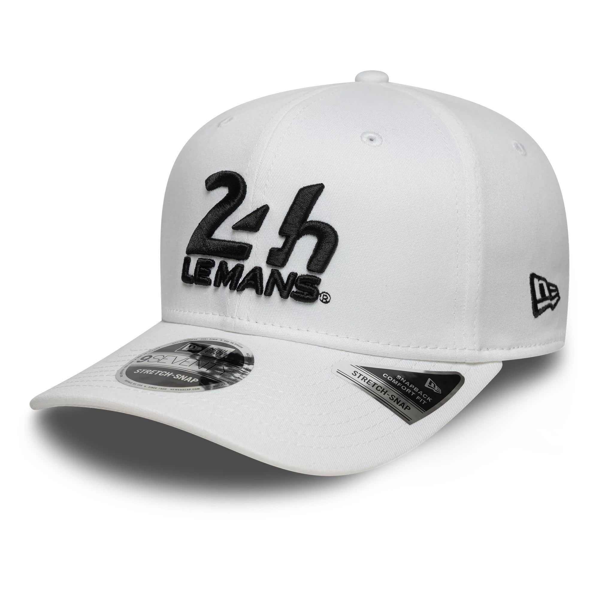 Pictured is this 24HR Le Mans Core White 9SEVENTY Stretch Snap Adjustable Cap 1