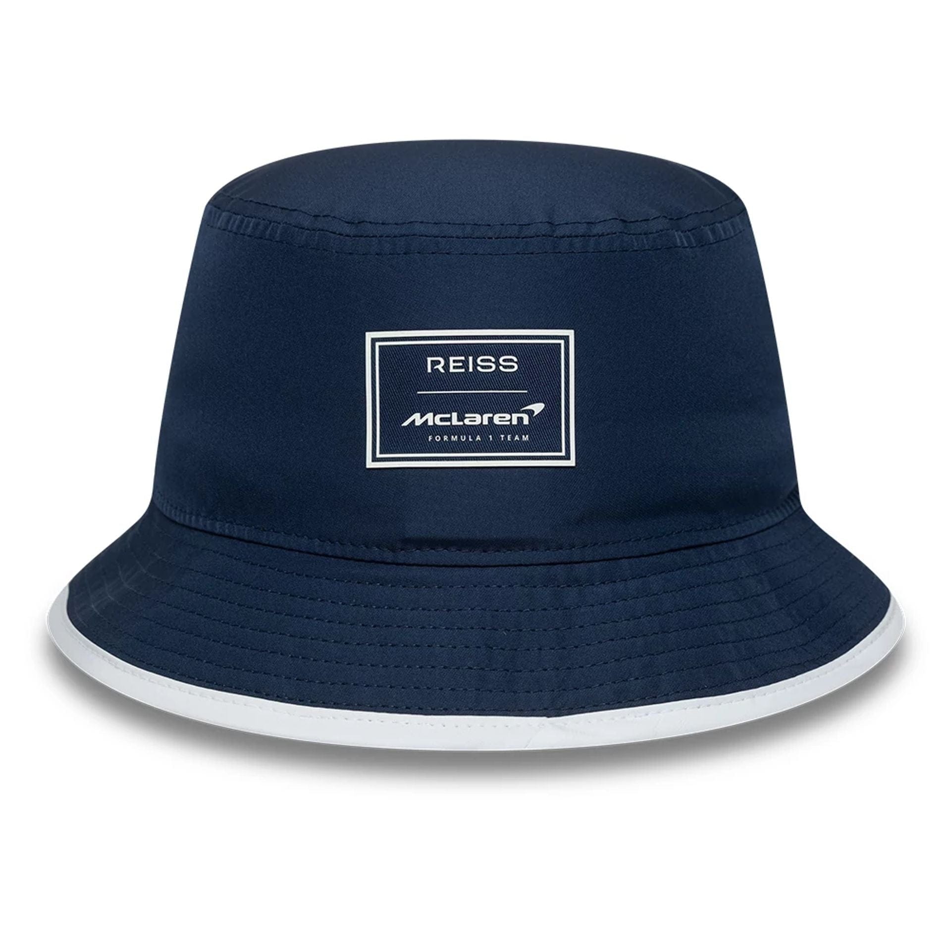 This is a McLaren x Reiss Seasonal Navy Bucket Hat 2