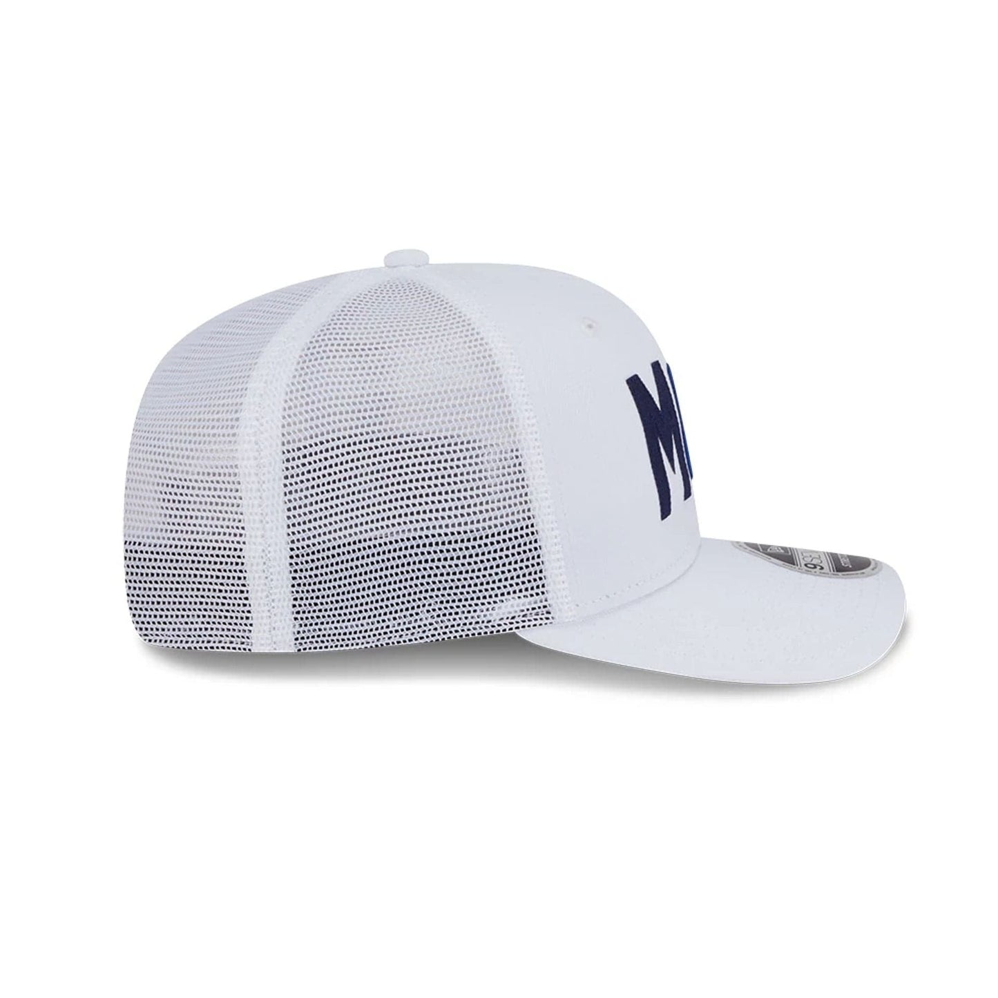 This is a Majesticks LIV Golf 2025 White 9SEVENTY Stretch Snap Adjustable Cap 7