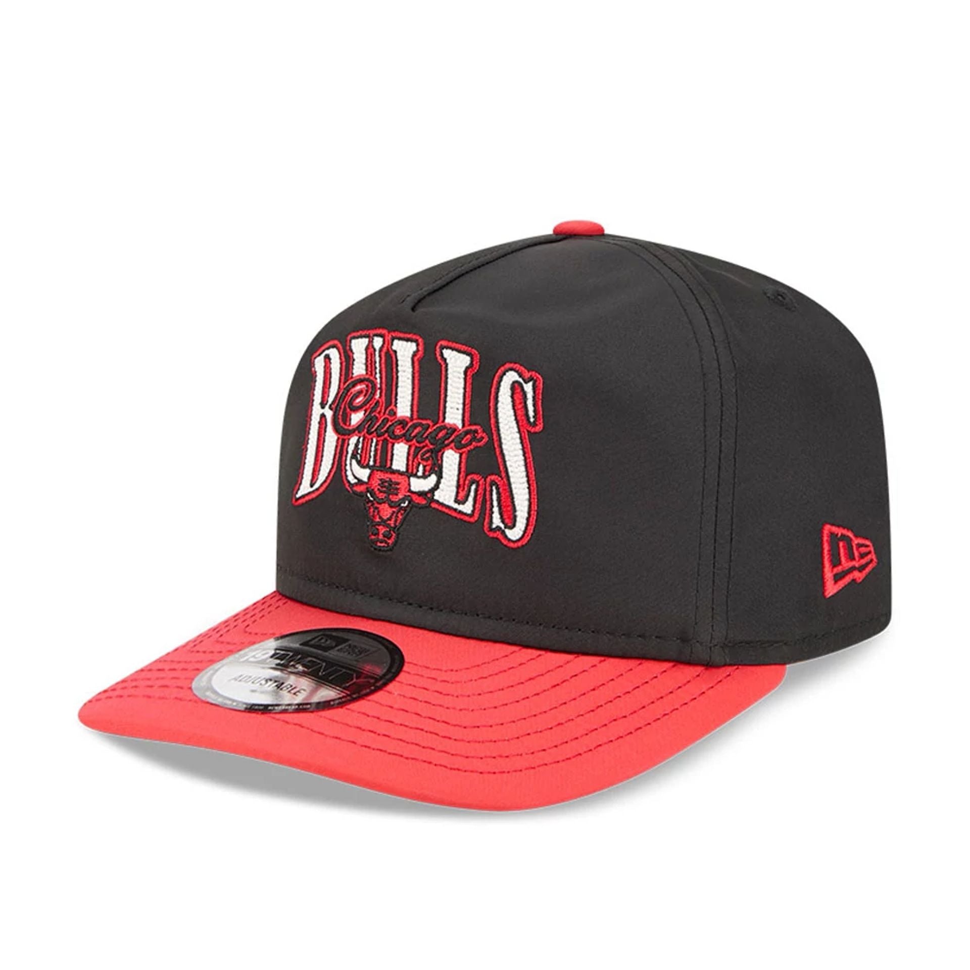 This is a Chicago Bulls Dual Logo Black Golfer Adjustable Cap 1