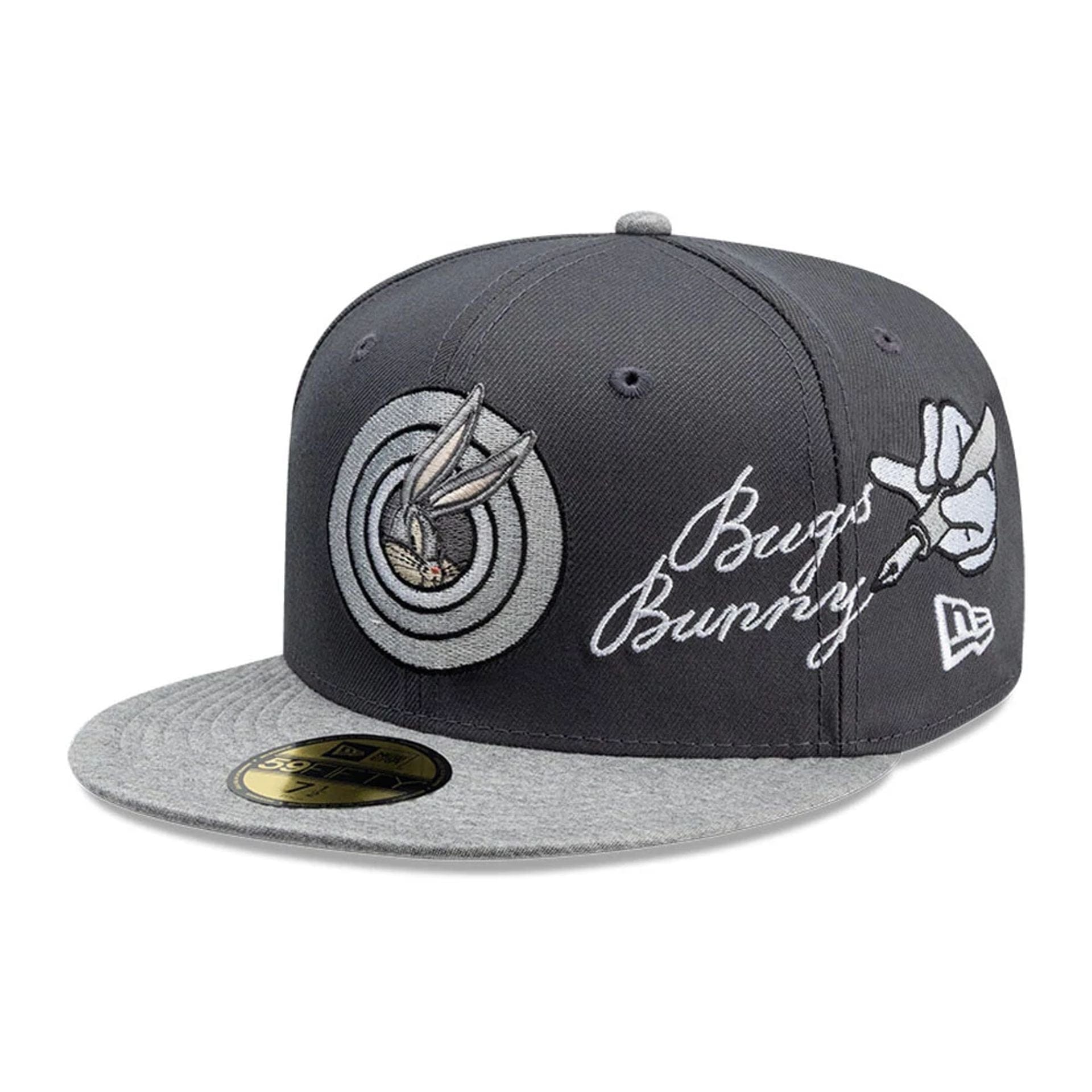 This is a Bugs Bunny Looney Tunes Dark Grey 59FIFTY Fitted Cap 1