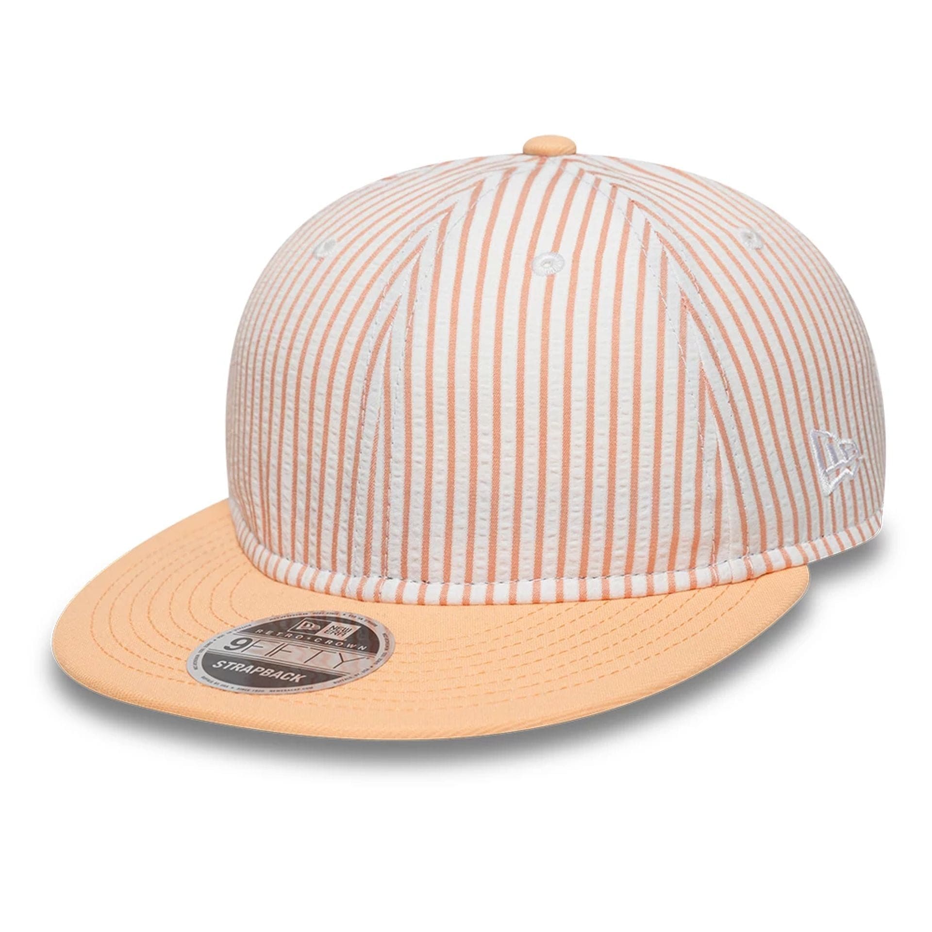This is a New Era Pinstripe Pastel Orange Retro Crown 9FIFTY Adjustable Cap 1