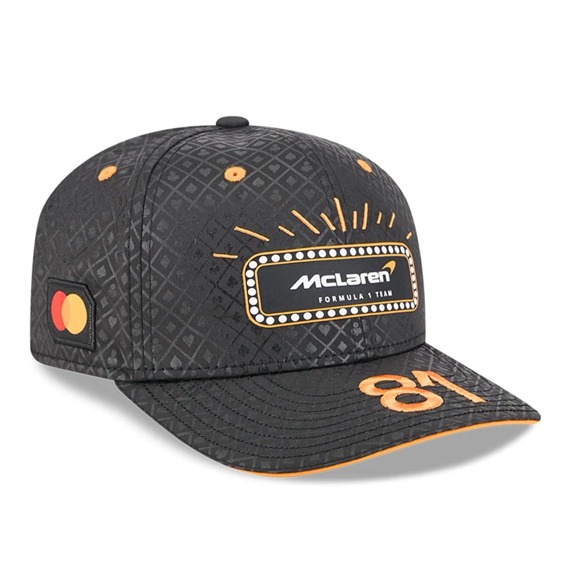 This is a McLaren Racing Oscar Piastri Vegas Race Special Black 9SEVENTY Stretch Snap Adjustable Cap 1