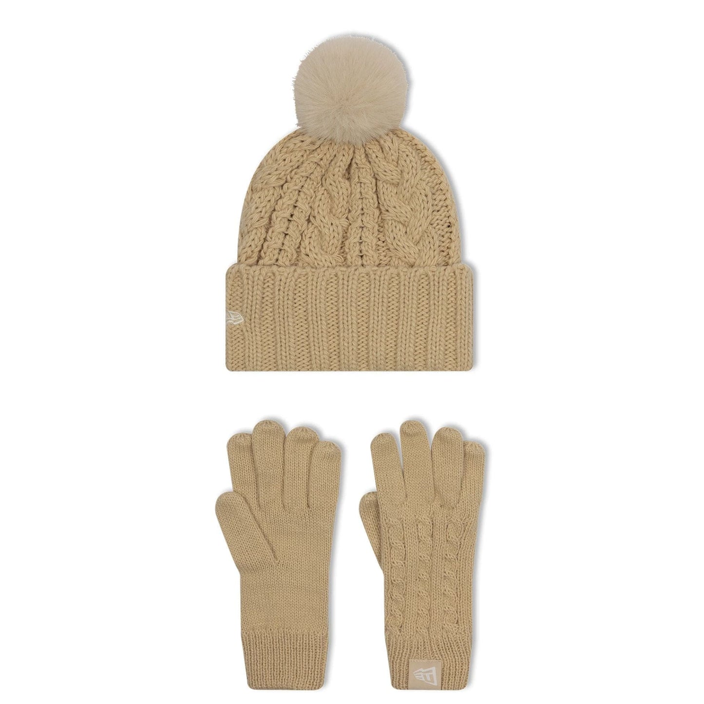 This is a New York Yankees Youth MLB Beige Beanie & Gloves Set 2