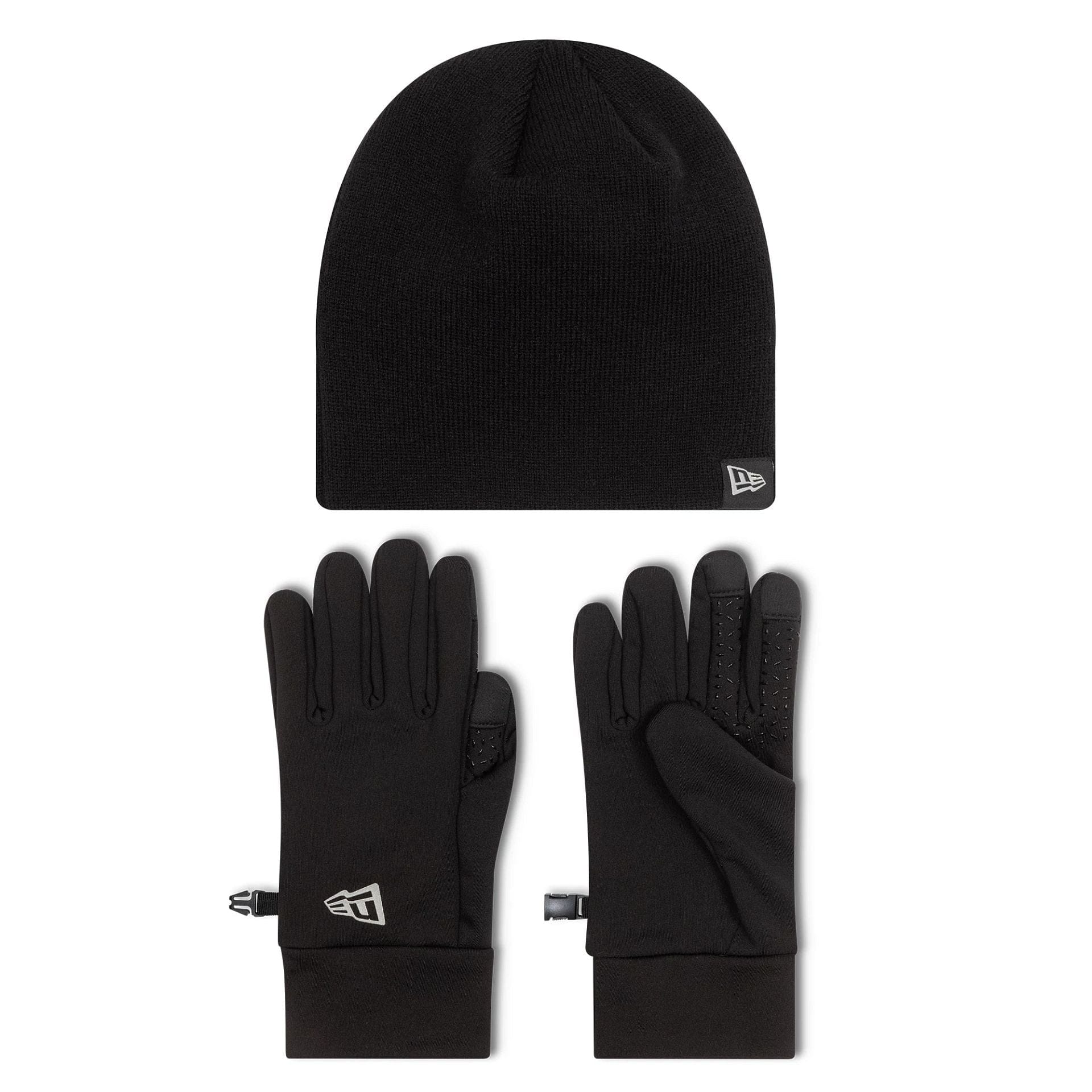 This is a New Era Black Beanie & Gloves Set 1