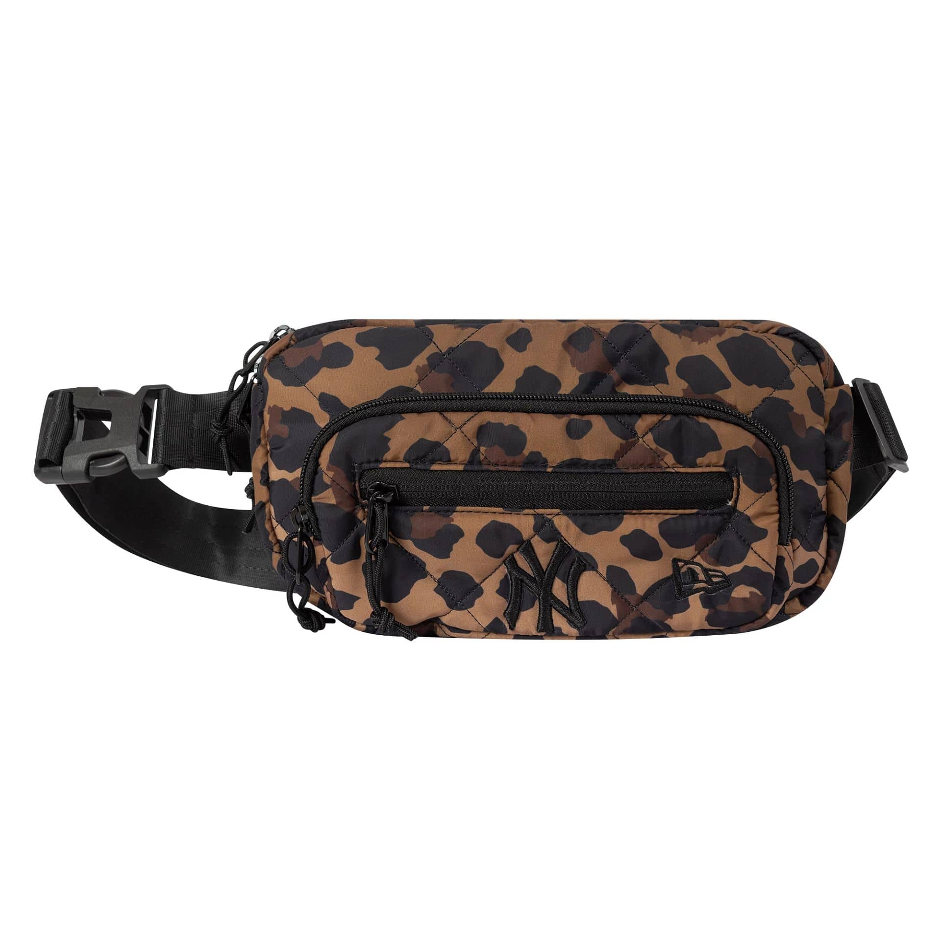 This is a New York Yankees MLB Leopard Quilted All Over Print Waist Bag 1