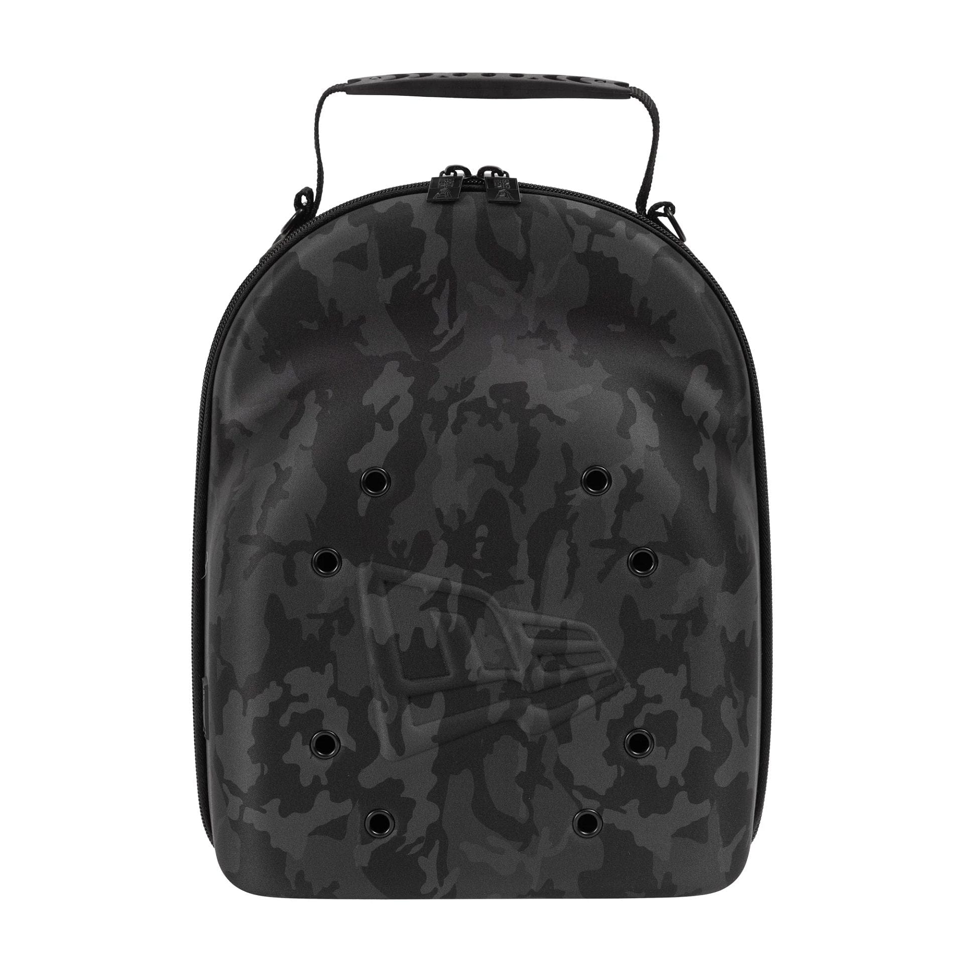 This is a New Era Camo Black 6Pk 59FIFTY Cap Carrier 1