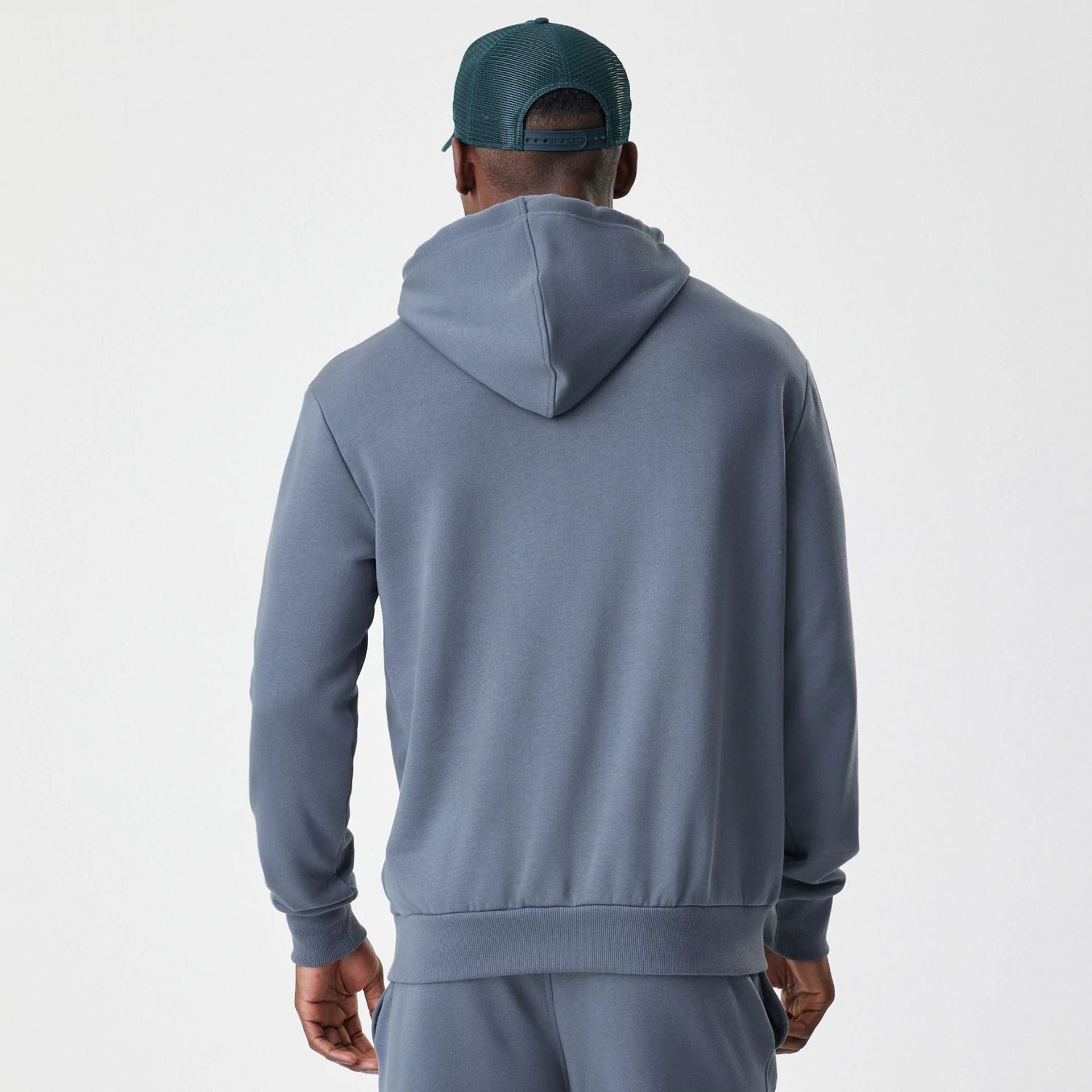 The Male model is wearing LA Dodgers MLB Midi League Essential Dark Grey Oversized Pullover Hoodie 2