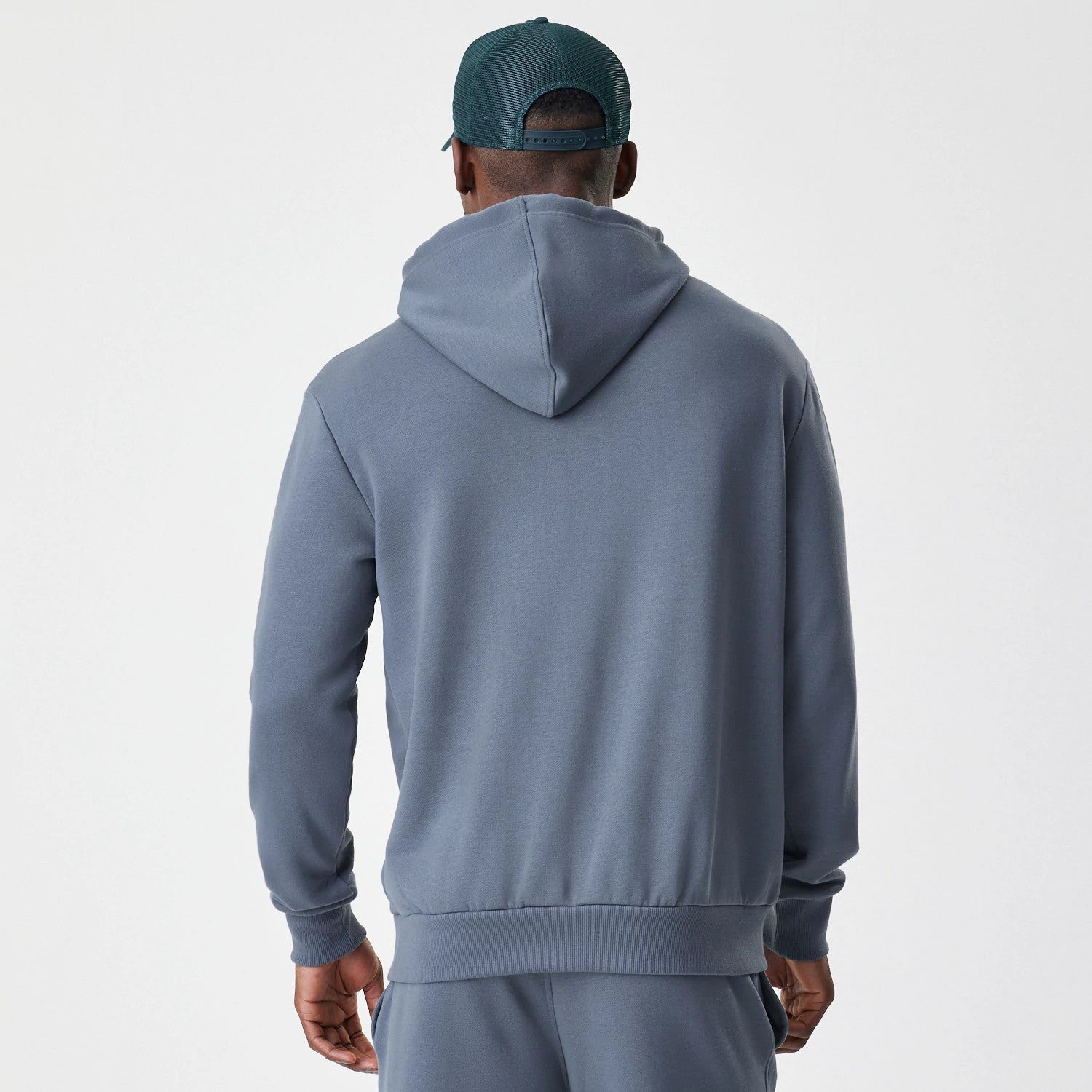 The Male model is wearing LA Dodgers MLB Midi League Essential Dark Grey Oversized Pullover Hoodie 2