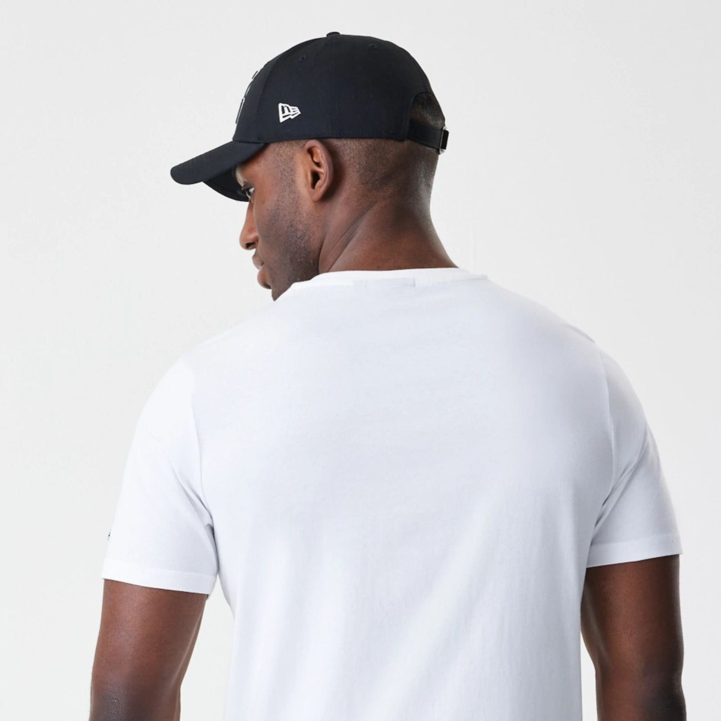 The Male model is wearing LA Lakers NBA Script White T-Shirt 7