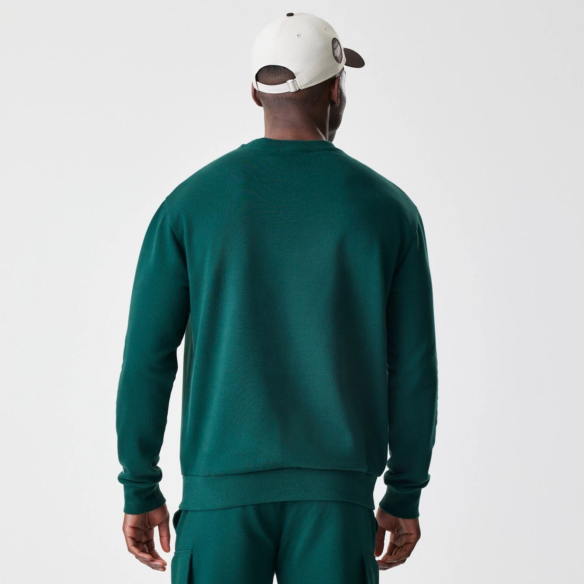 The Male model is wearing LA Dodgers MLB Script Dark Green Crew Neck Sweater 2