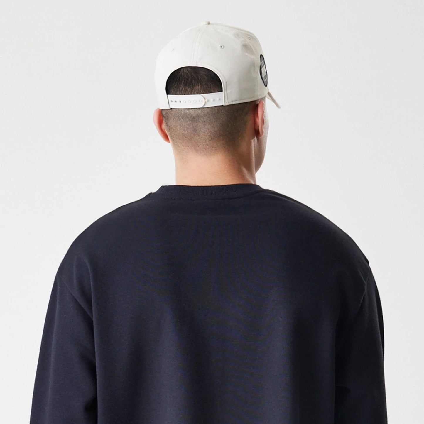 The Male model is wearing New York Yankees MLB Script Black Crew Neck Sweater 7