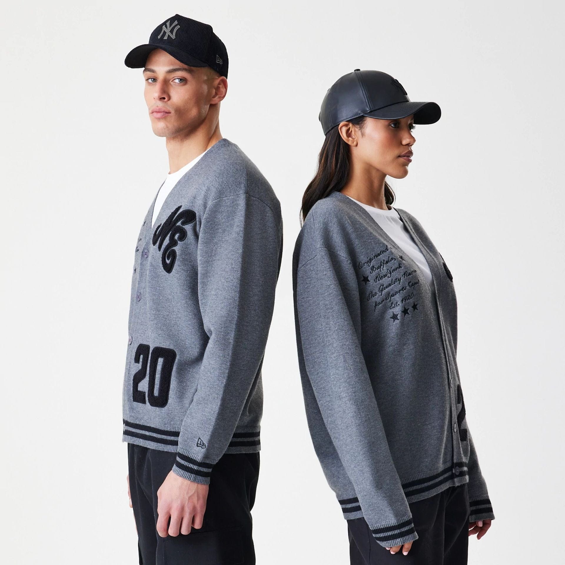 The Male model is wearing New Era Dark Grey Cardigan 1