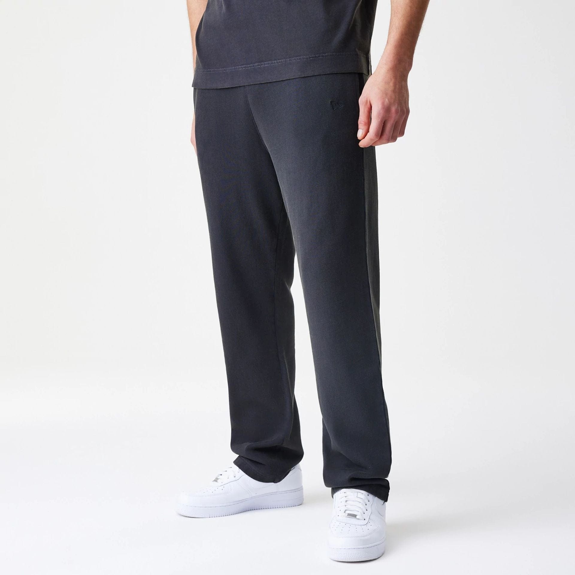 The Male model is wearing New Era Washed Black Straight Leg Joggers 1