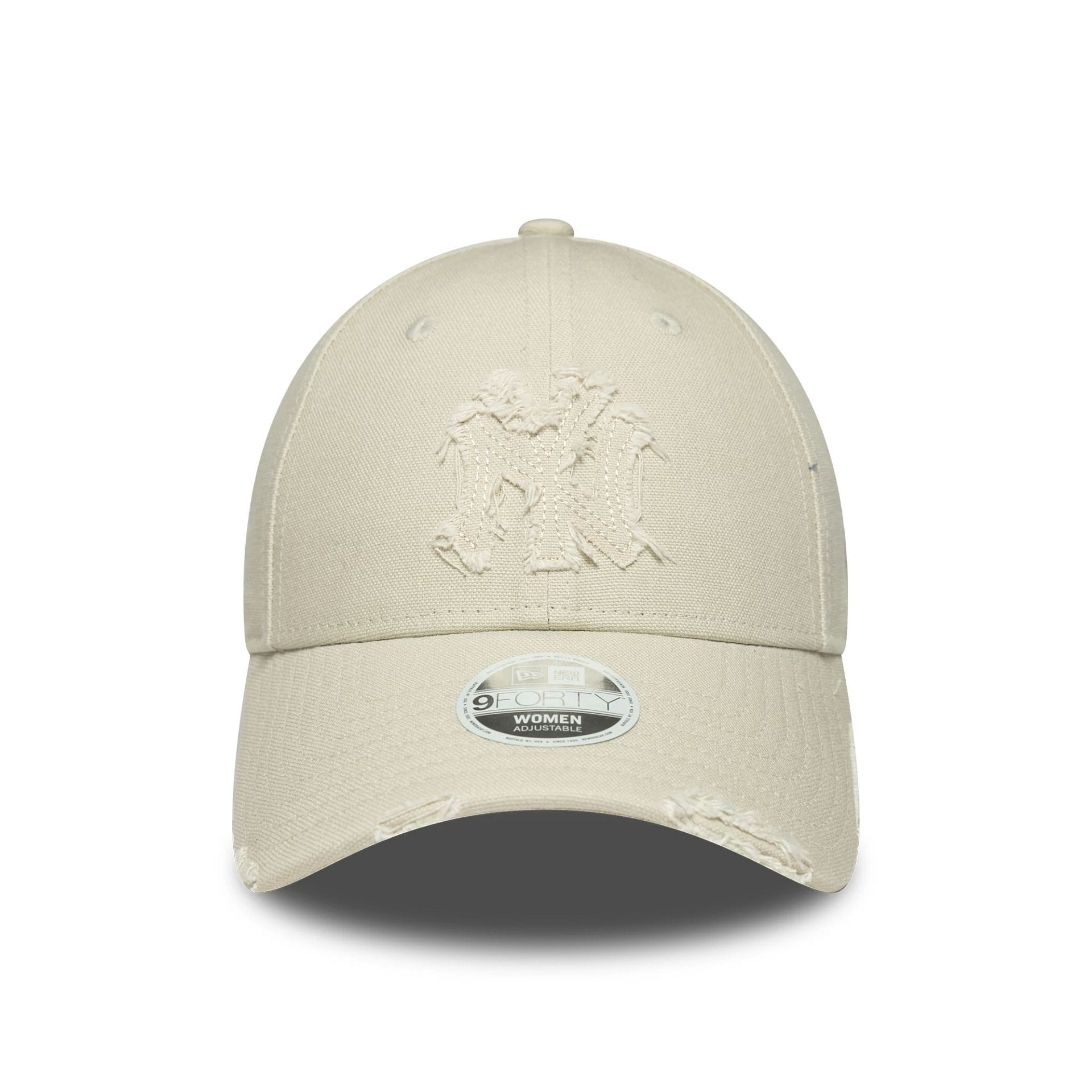 This is a New York Yankees Womens MLB Distressed Cream 9FORTY Adjustable Cap 2