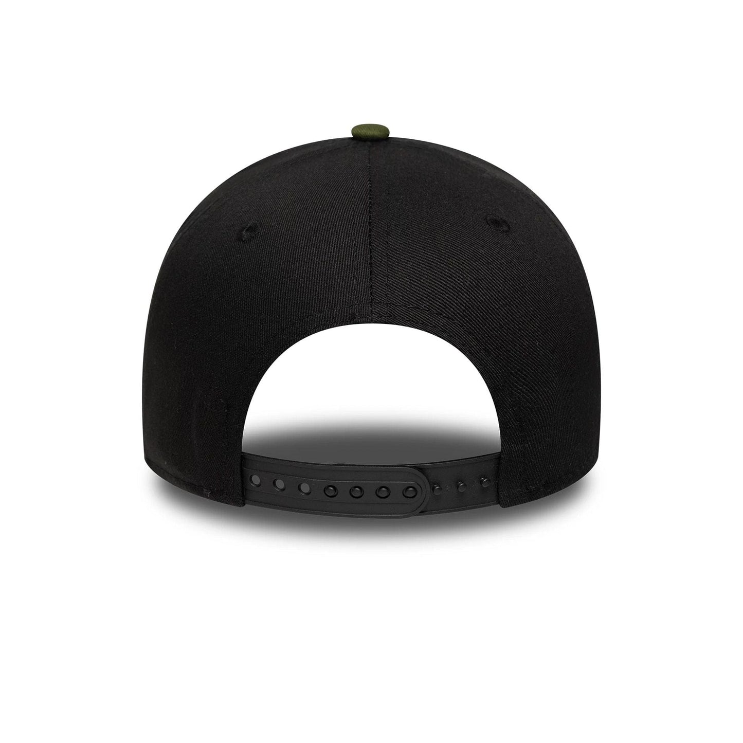 This is a New Era Camo Patch Black 9FORTY E-Frame Adjustable Cap 5