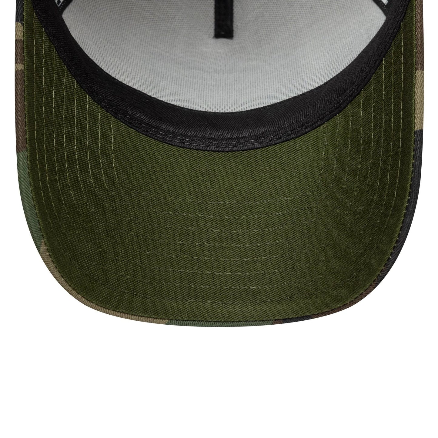 This is a New Era Camo Patch Cream 9FORTY E-Frame Adjustable Cap 5