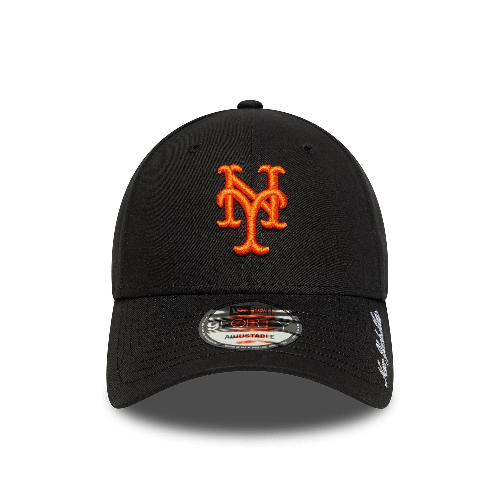 This is a New York Mets MLB Visor Script Black 9FORTY Adjustable Cap 2