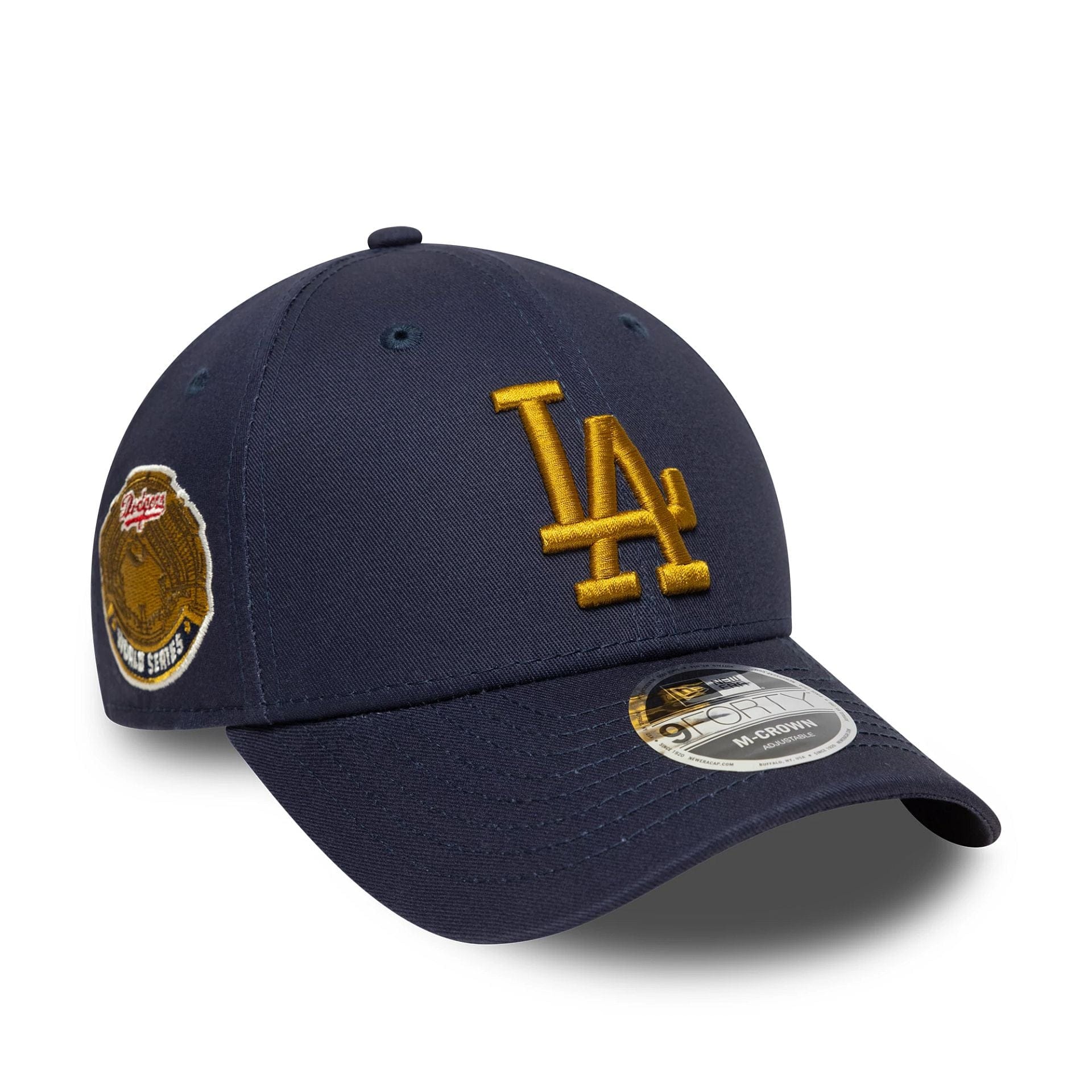This is a LA Dodgers MLB World Series Patch Navy 9FORTY M-Crown Adjustable Cap 1