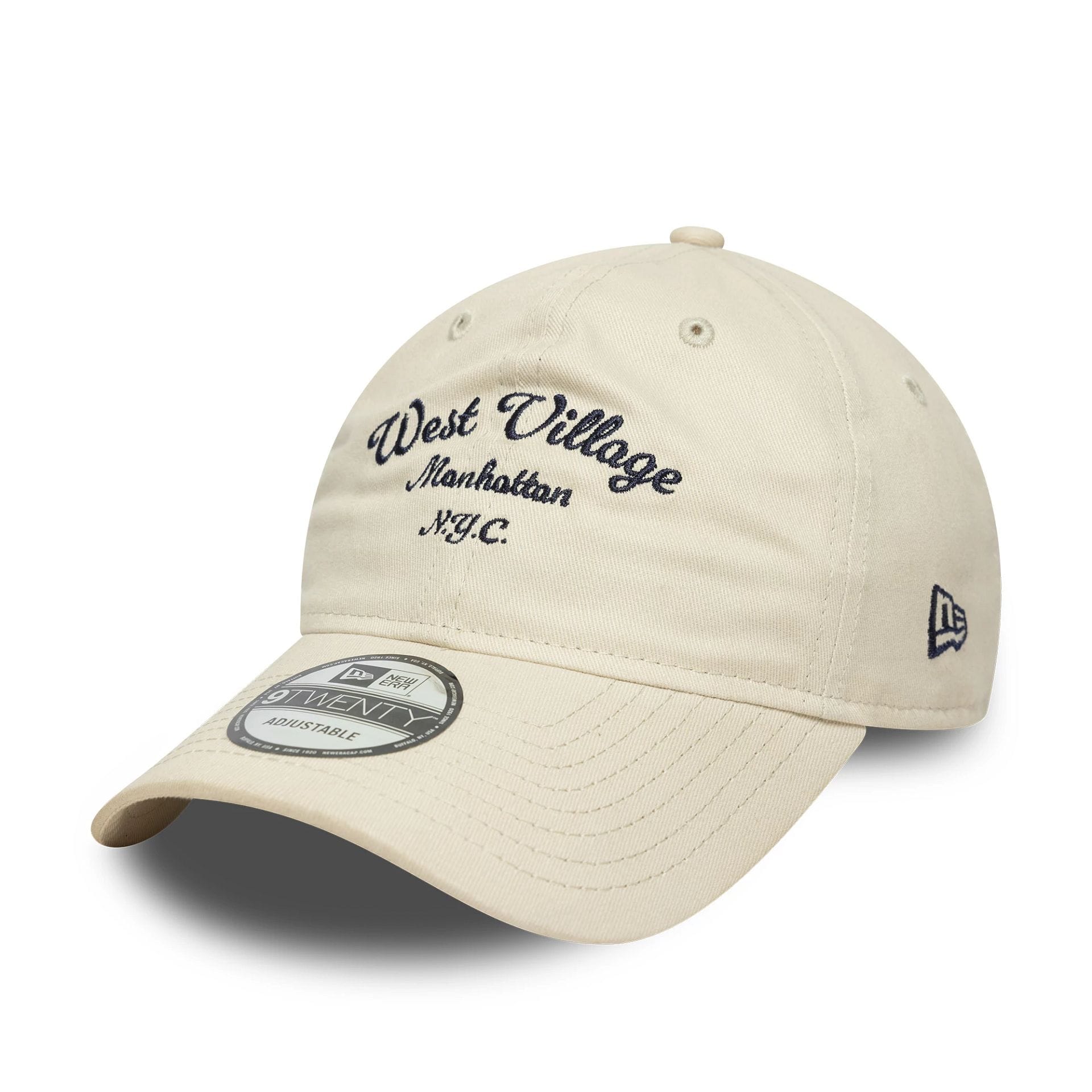 This is a New Era Wordmark Cream 9TWENTY Adjustable Cap 1