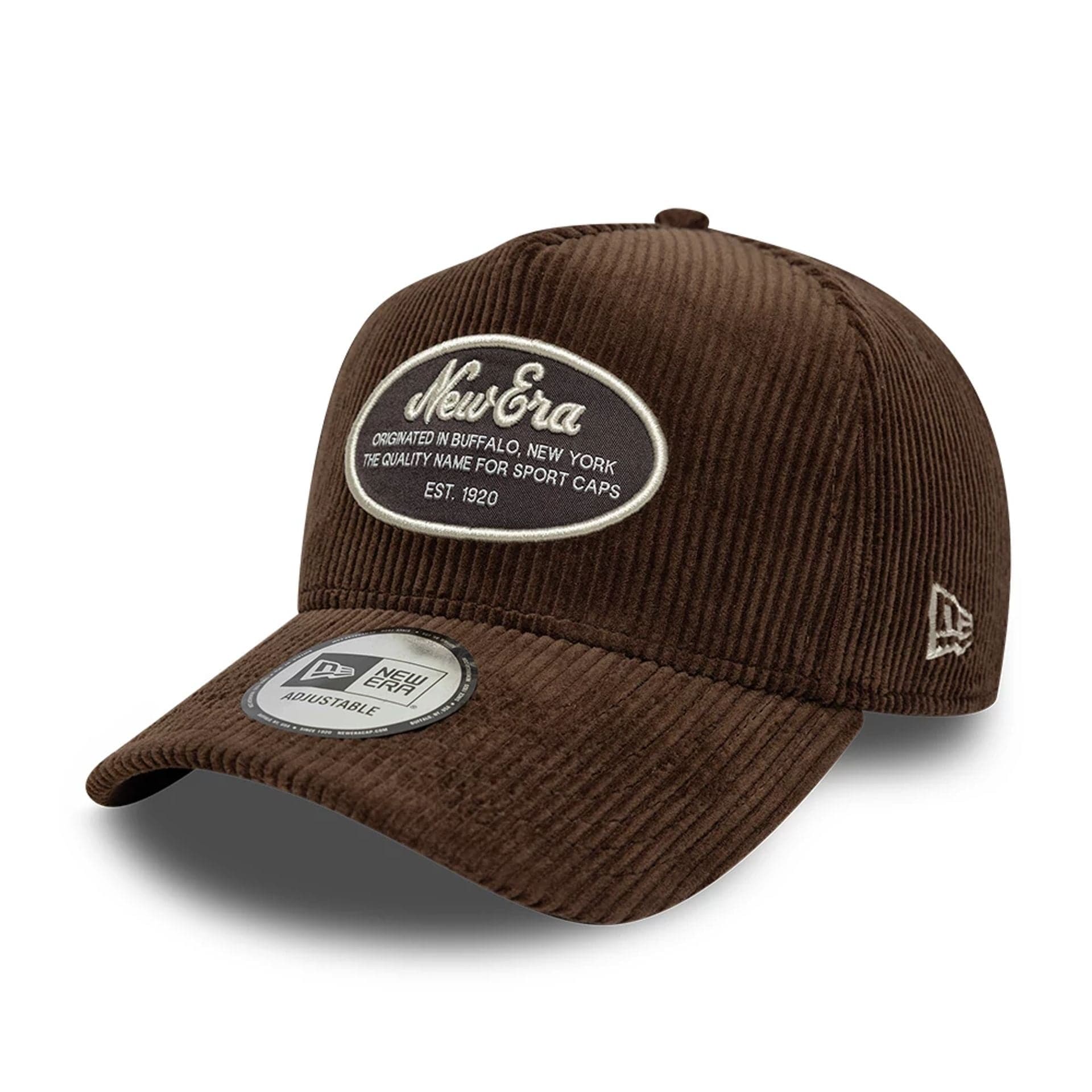 This is a New Era Patch Cord Dark Brown 9FORTY E-Frame Adjustable Cap 1