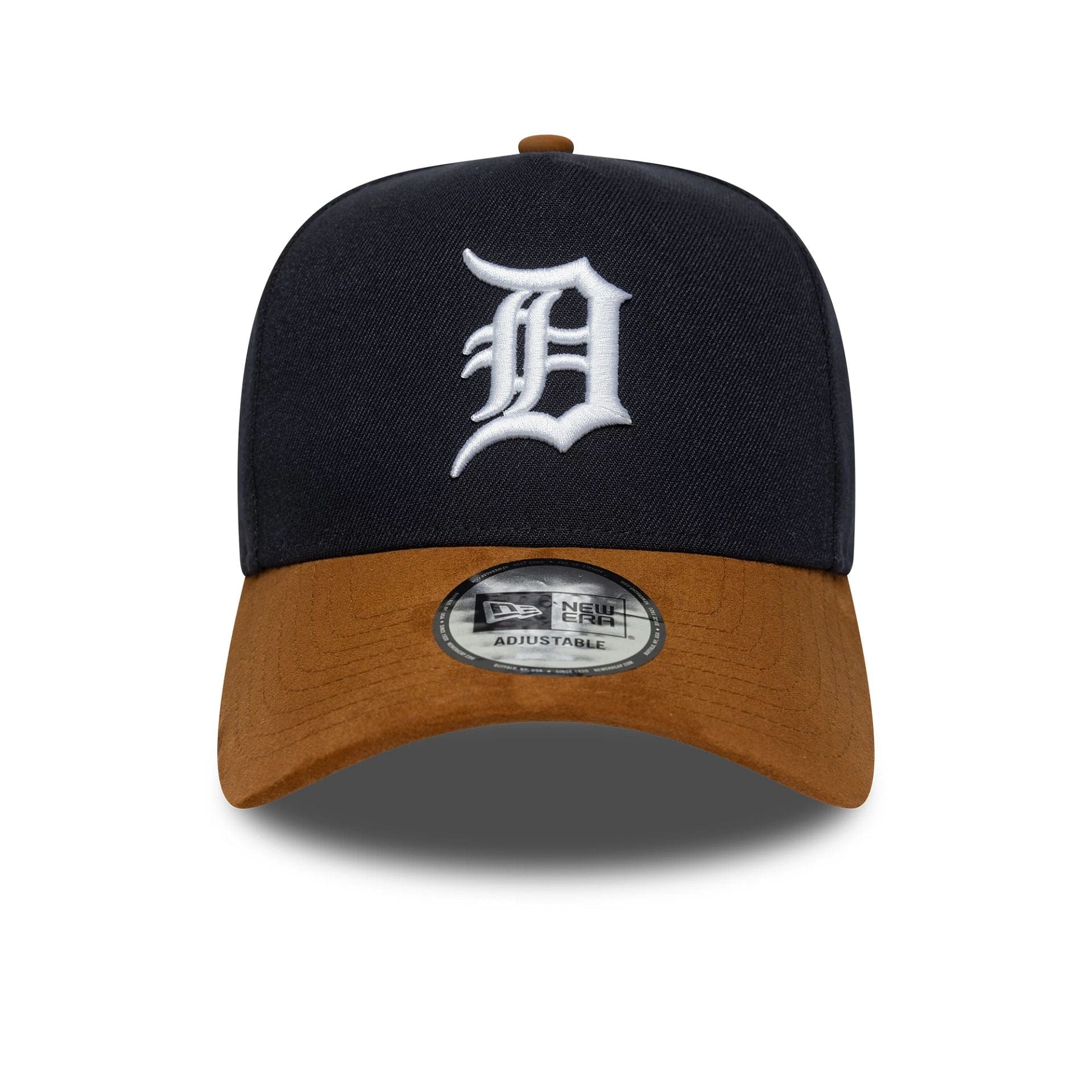 This is a Detroit Tigers MLB Suede Visor Navy 9FORTY E-Frame Adjustable Cap 2