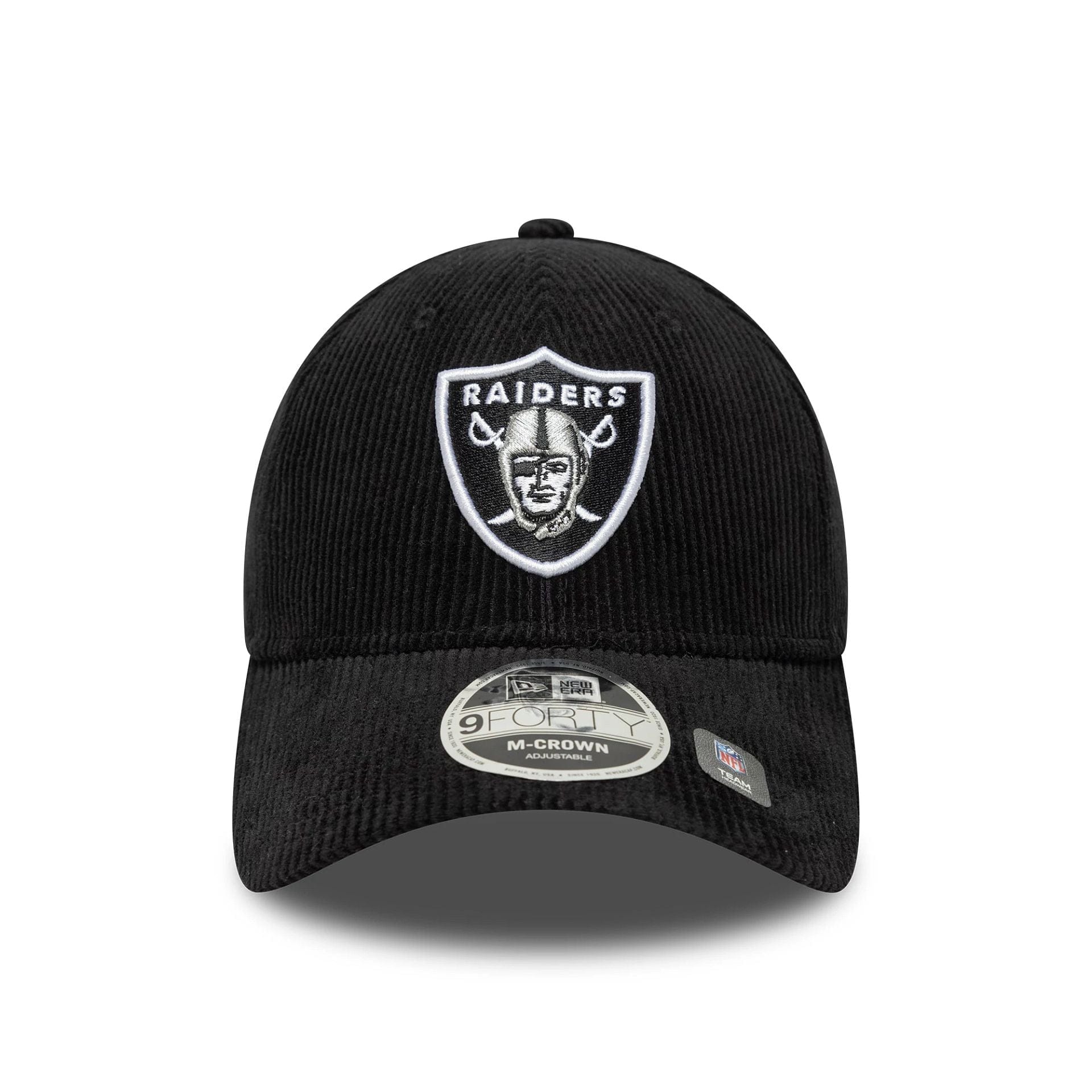 This is a Las Vegas Raiders NFL Cord Black 9FORTY M-Crown Adjustable Cap 2