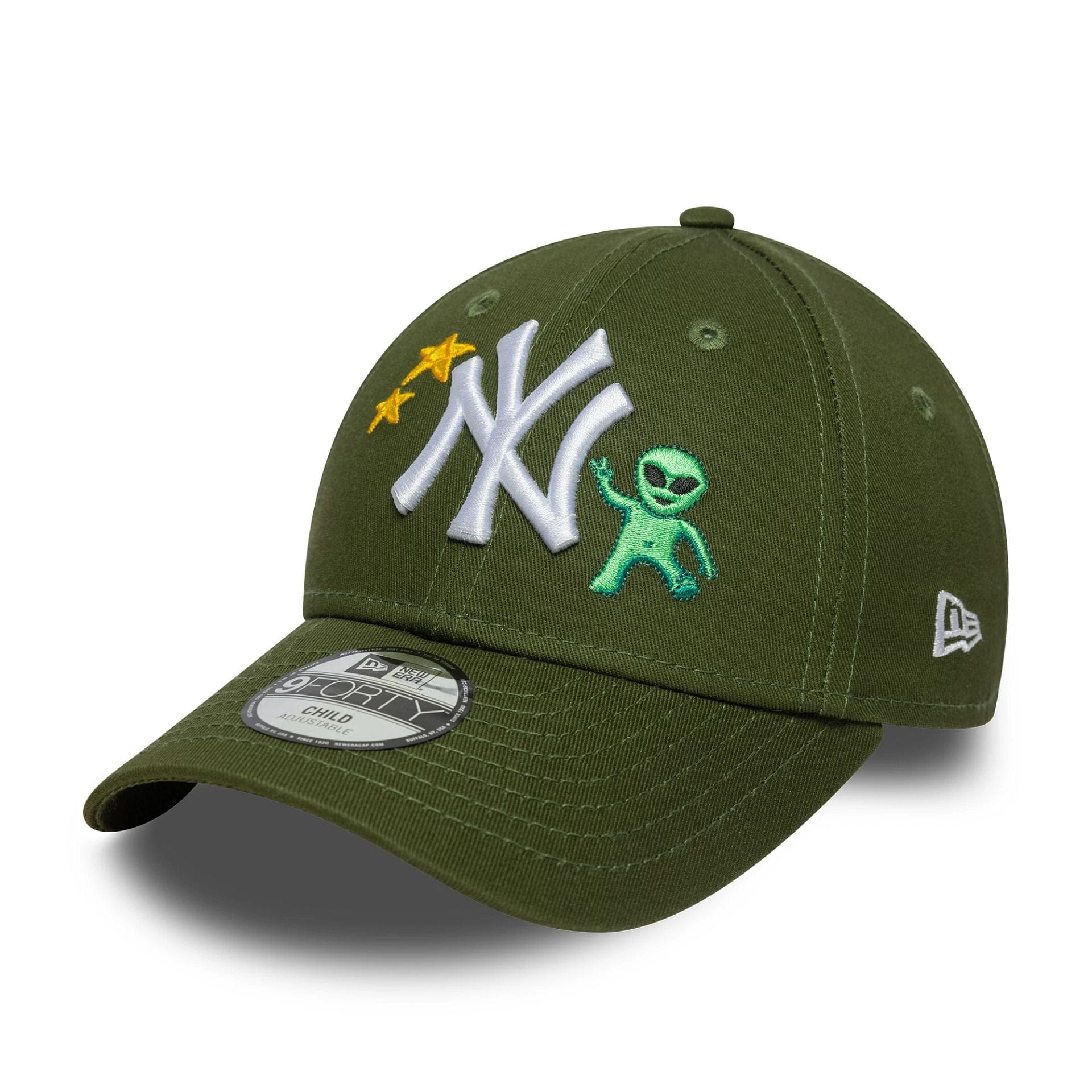 This is a New York Yankees Child MLB Space Icon Dark Green 9FORTY Adjustable Cap 1
