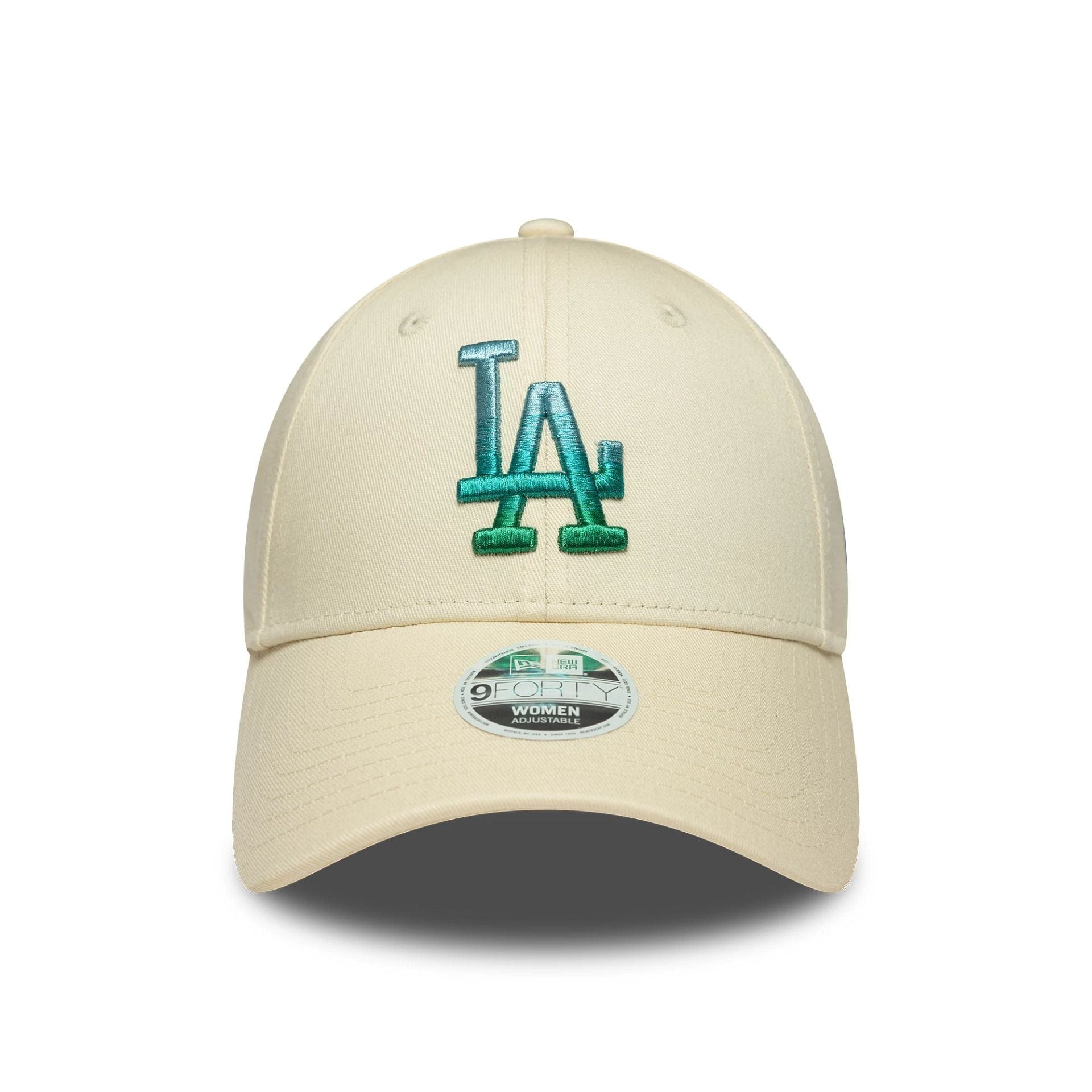 This is a LA Dodgers Womens MLB Metallic Logo Cream 9FORTY Adjustable Cap 2