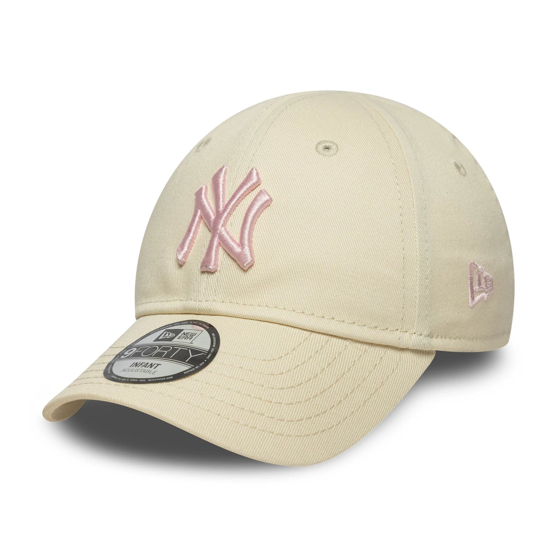 This is a New York Yankees Infant MLB League Essential Cream 9FORTY Adjustable Cap 1