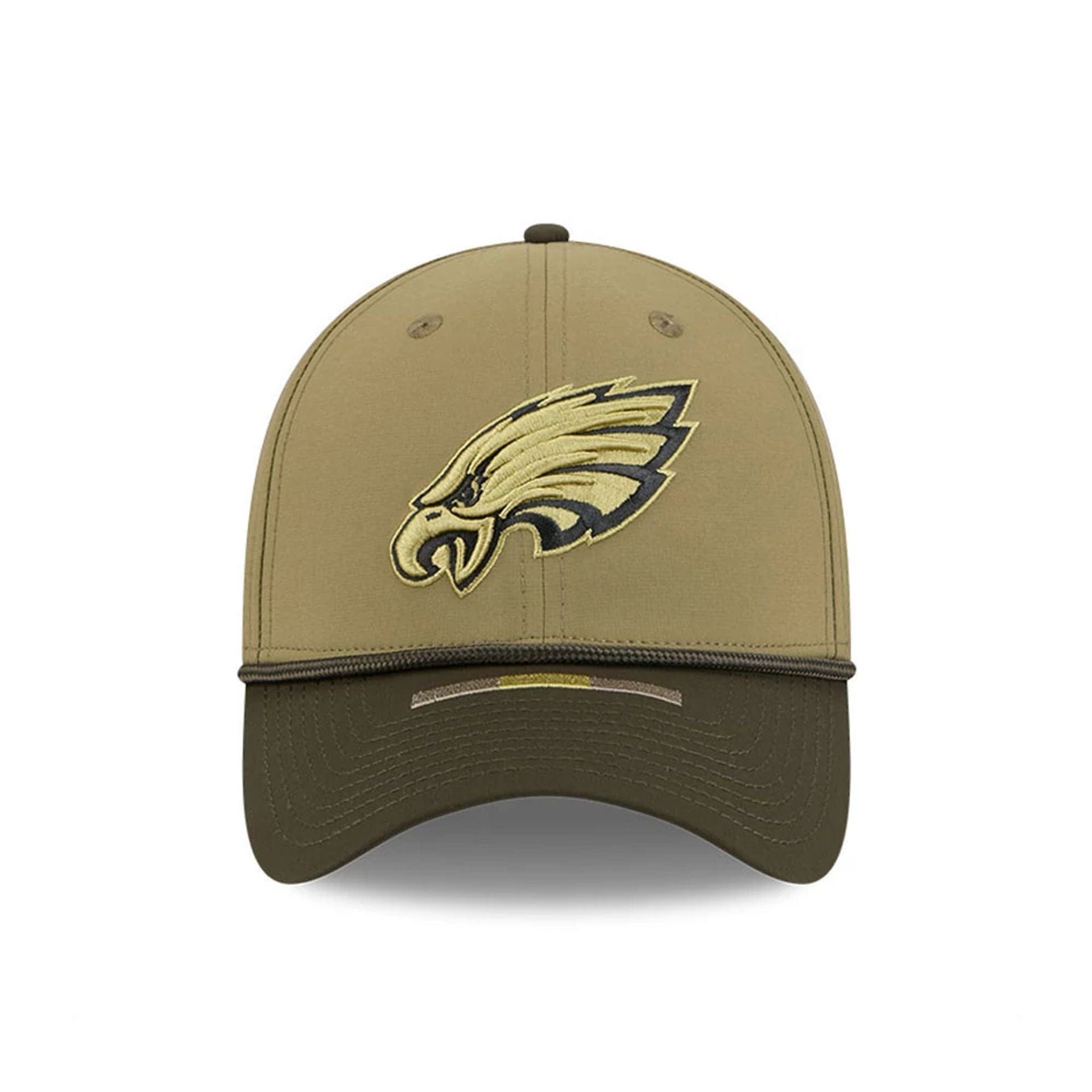 This is a Philadelphia Eagles NFL Salute To Service 2025 Dark Green 39THIRTY Stretch Fit Cap 2