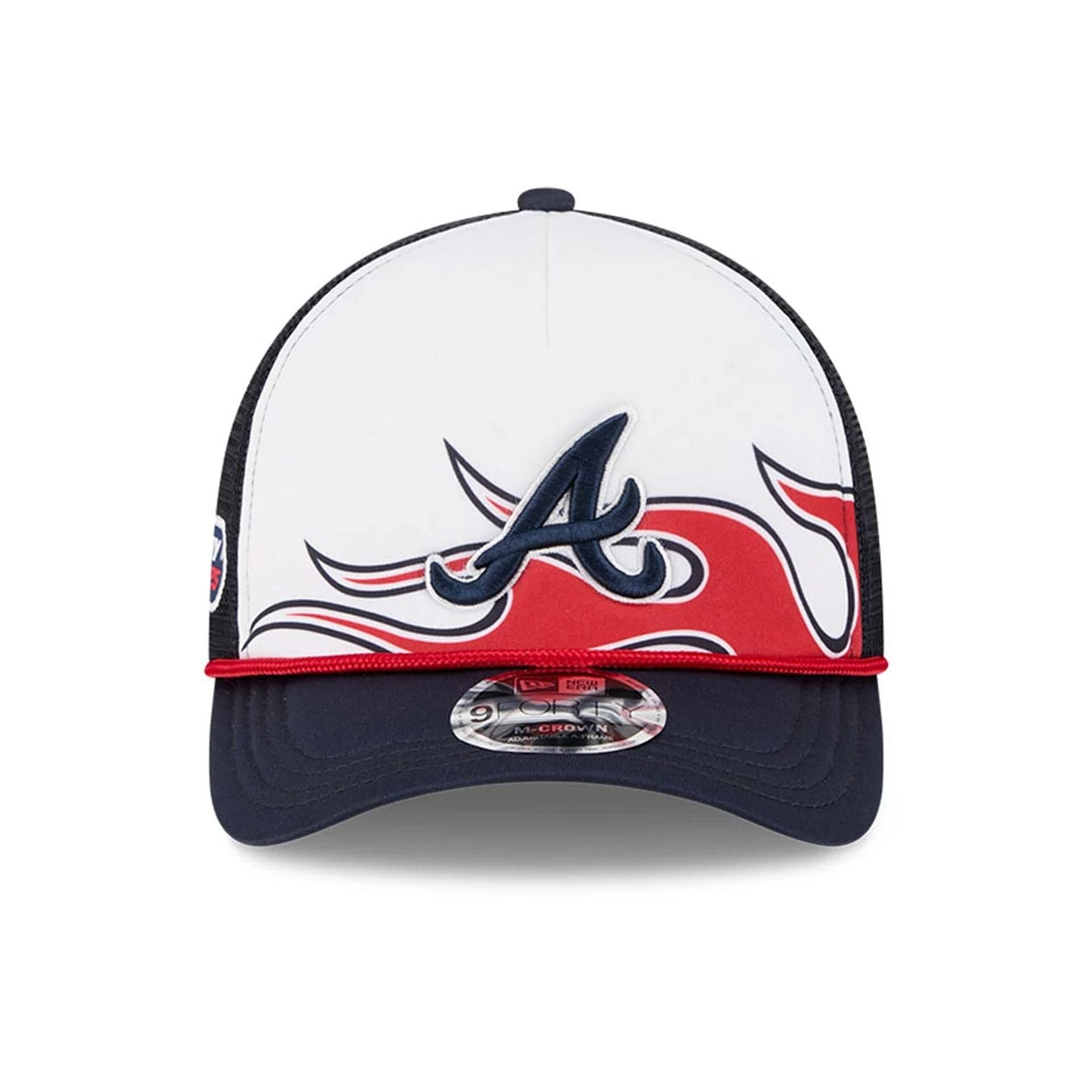 This is a Atlanta Braves MLB Bristol 2025 Navy 9FORTY M-Crown A-Frame Adjustable Cap 2