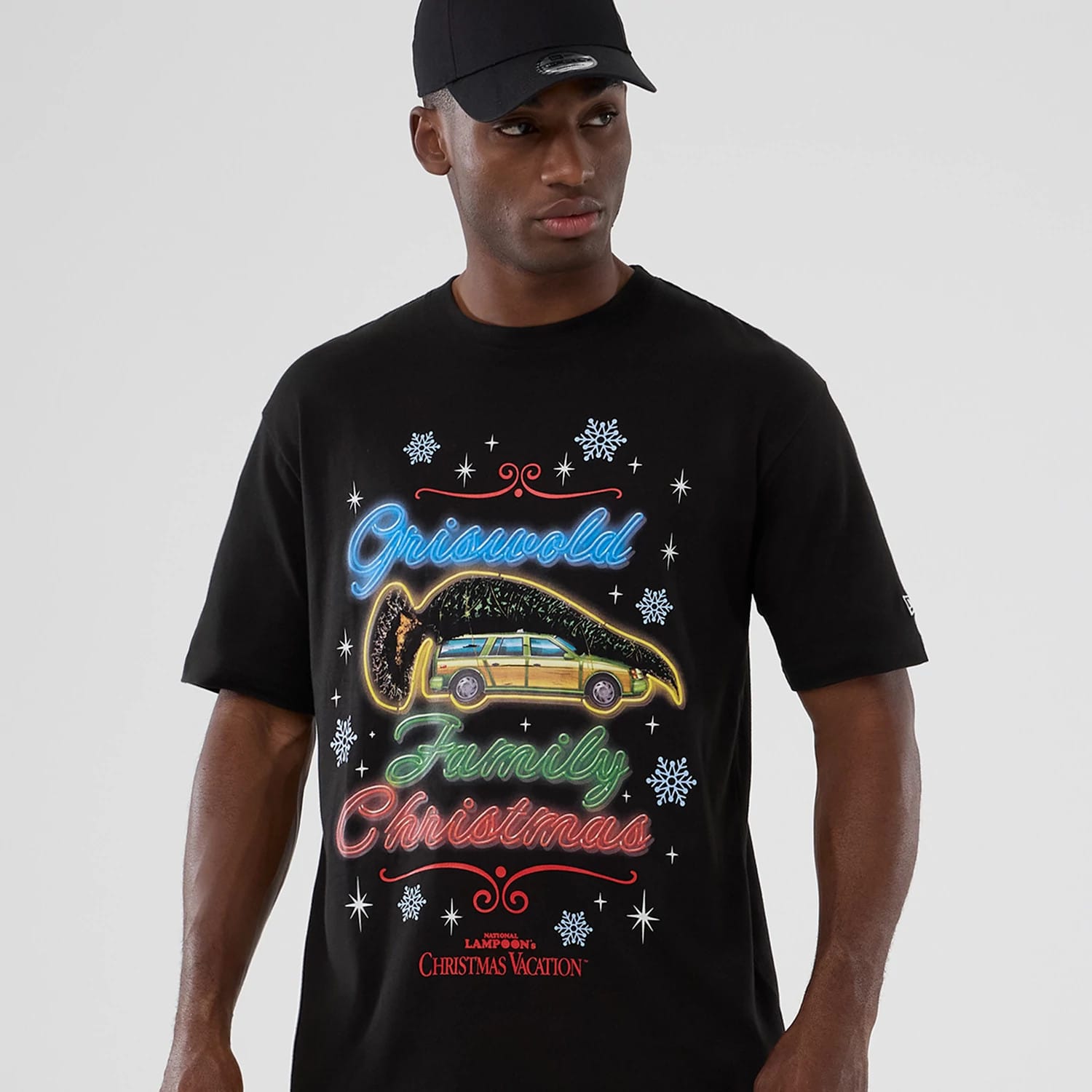 The Male model is wearing National Lampoon's Christmas Vacation Lifestyle Graphic Black T-Shirt 3