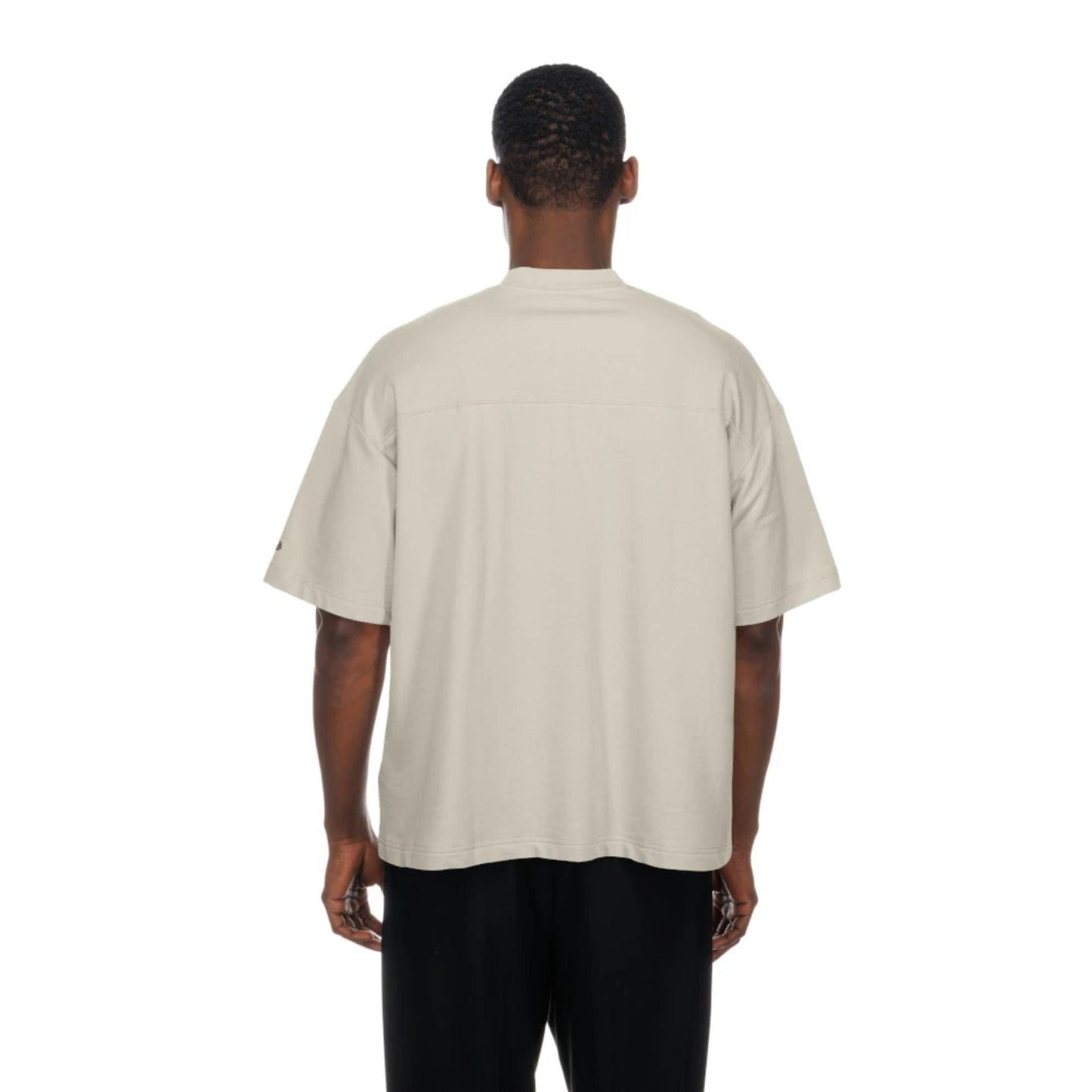 The Male model is wearing Brooklyn Nets NBA Throwback Prep Light Beige T-Shirt 2