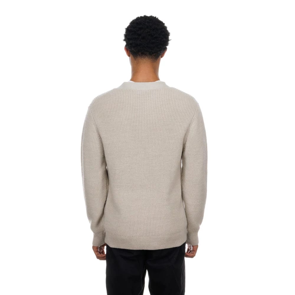 The Male model is wearing LA Dodgers MLB Throwback Prep Light Beige Cardigan 2