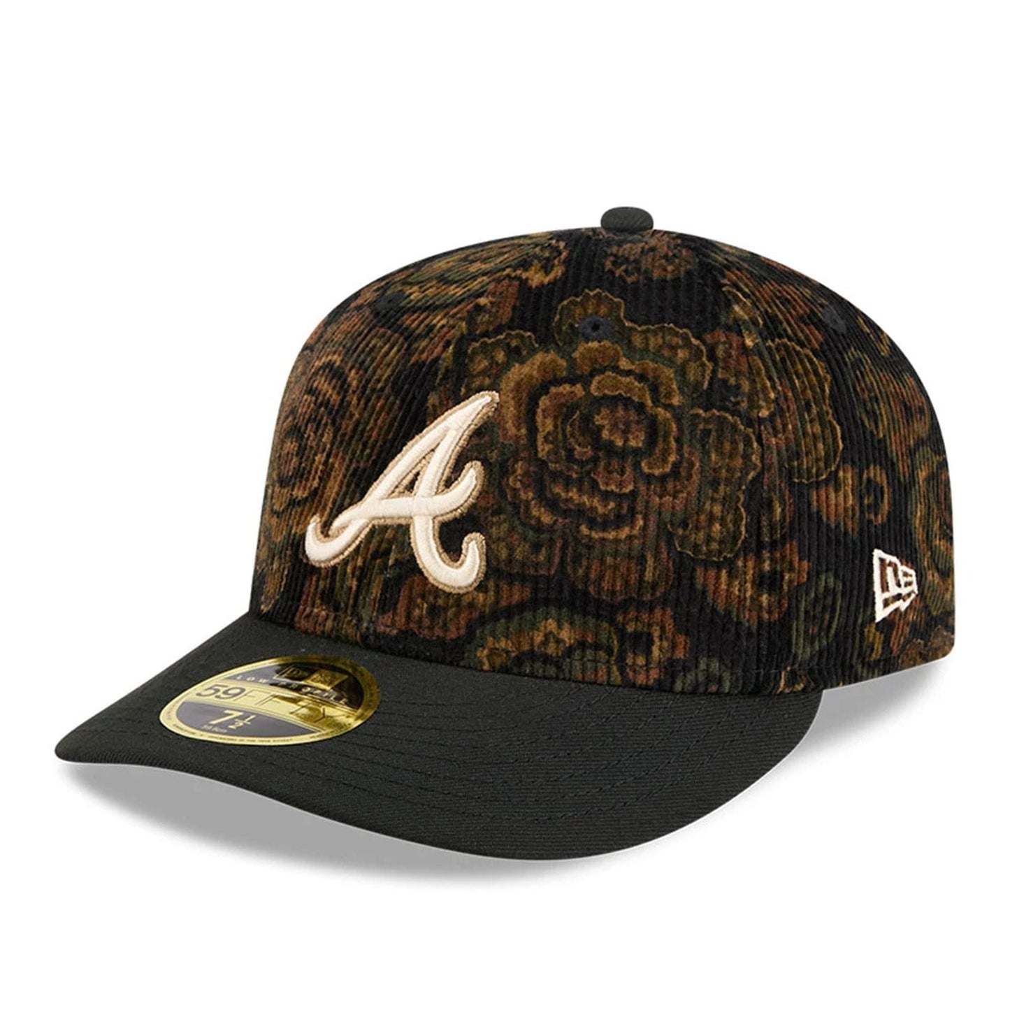 This is a Atlanta Braves Three Looms x MLB Floral Cord Black Low Profile 59FIFTY Fitted Cap 8