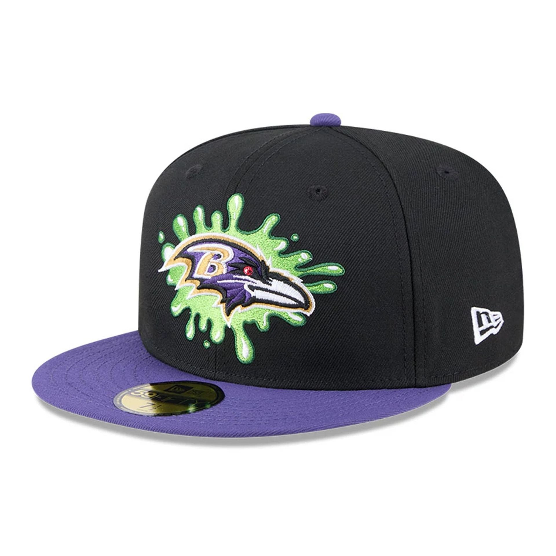 Pictured is this Baltimore Ravens NFL x Nickelodeon black 59FIFTY Fitted cap. 1