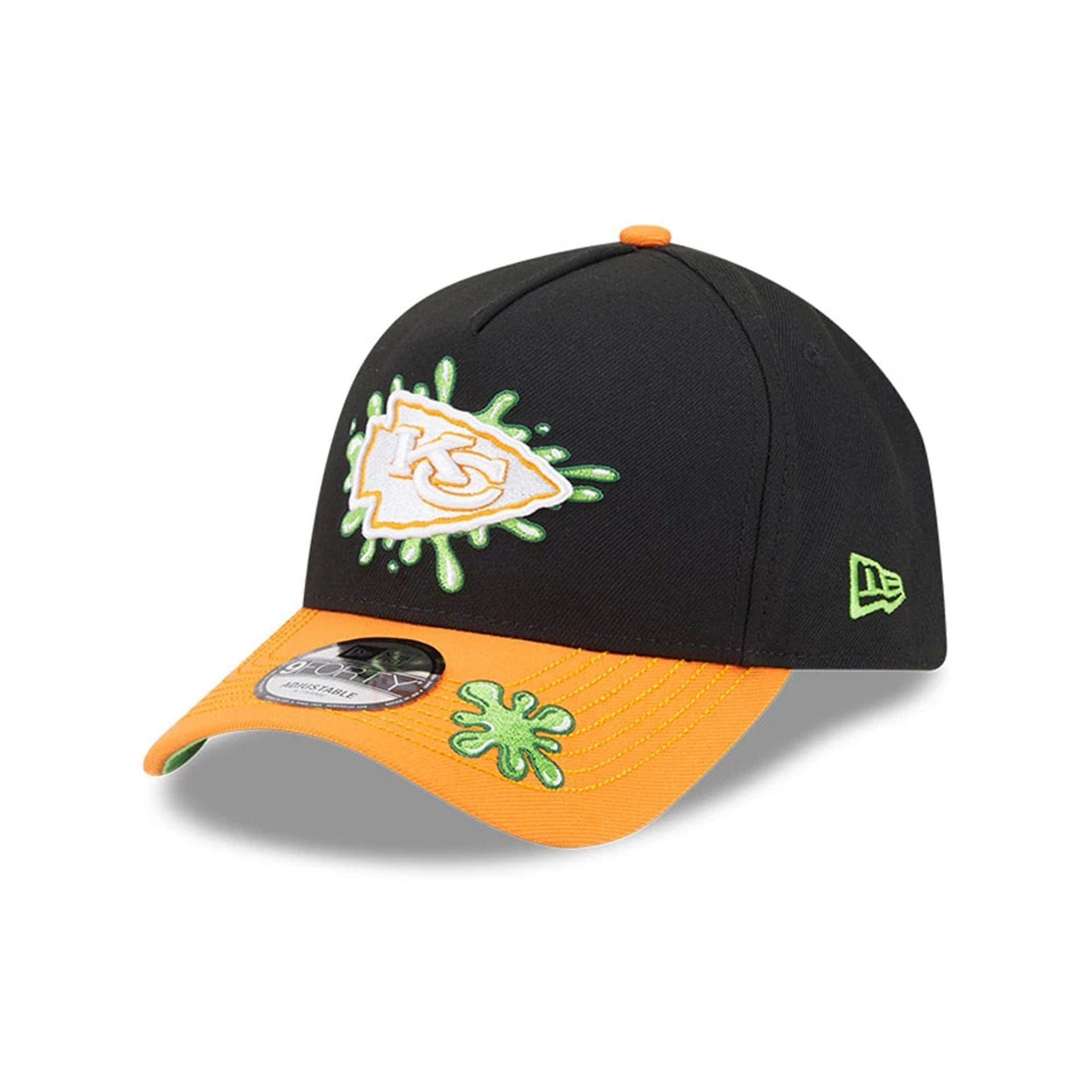 Pictured is this Kansas City Chiefs NFL x Nickelodeon black 9FORTY A-Frame cap. 1