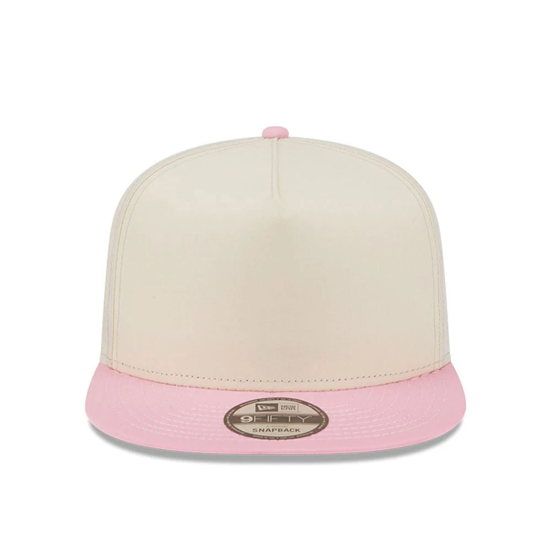 This is a New Era Cream & Pink 9FIFTY A-Frame Snapback Adjustable Cap 2