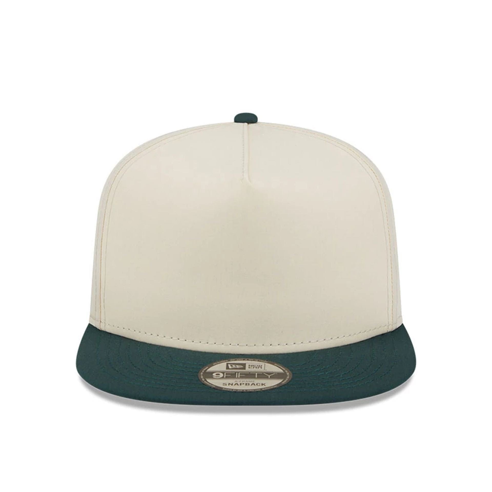 This is a New Era Cream & Dark Green 9FIFTY A-Frame Snapback Adjustable Cap 2