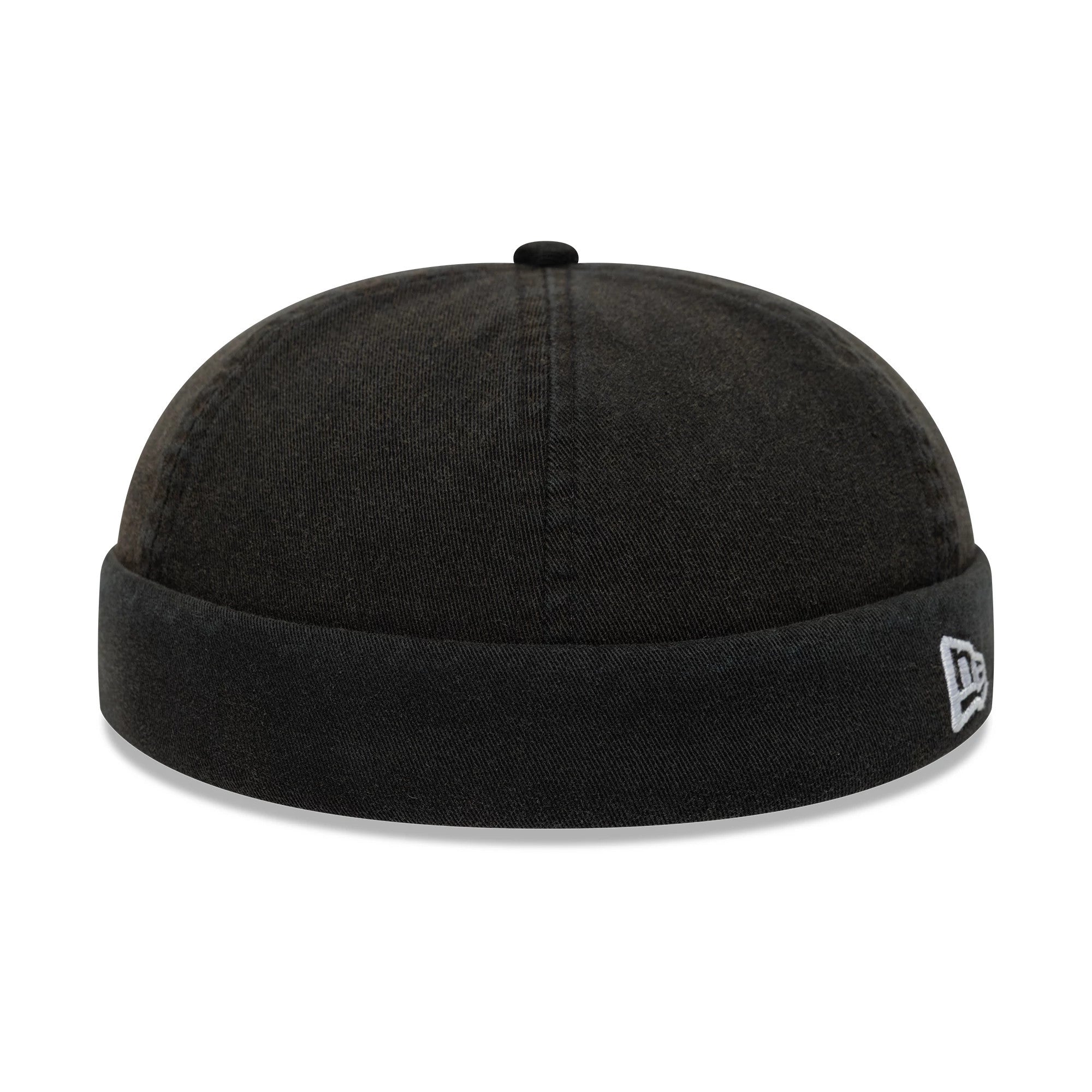 This is a New Era Washed Cotton Black Docker Adjustable Hat 1