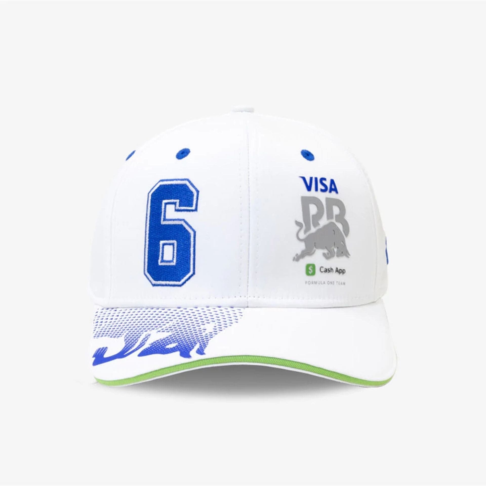 This is a Visa Cash App Racing Bulls Replica Isack Hadjar White 9SEVENTY Stretch Snap Adjustable Cap 2