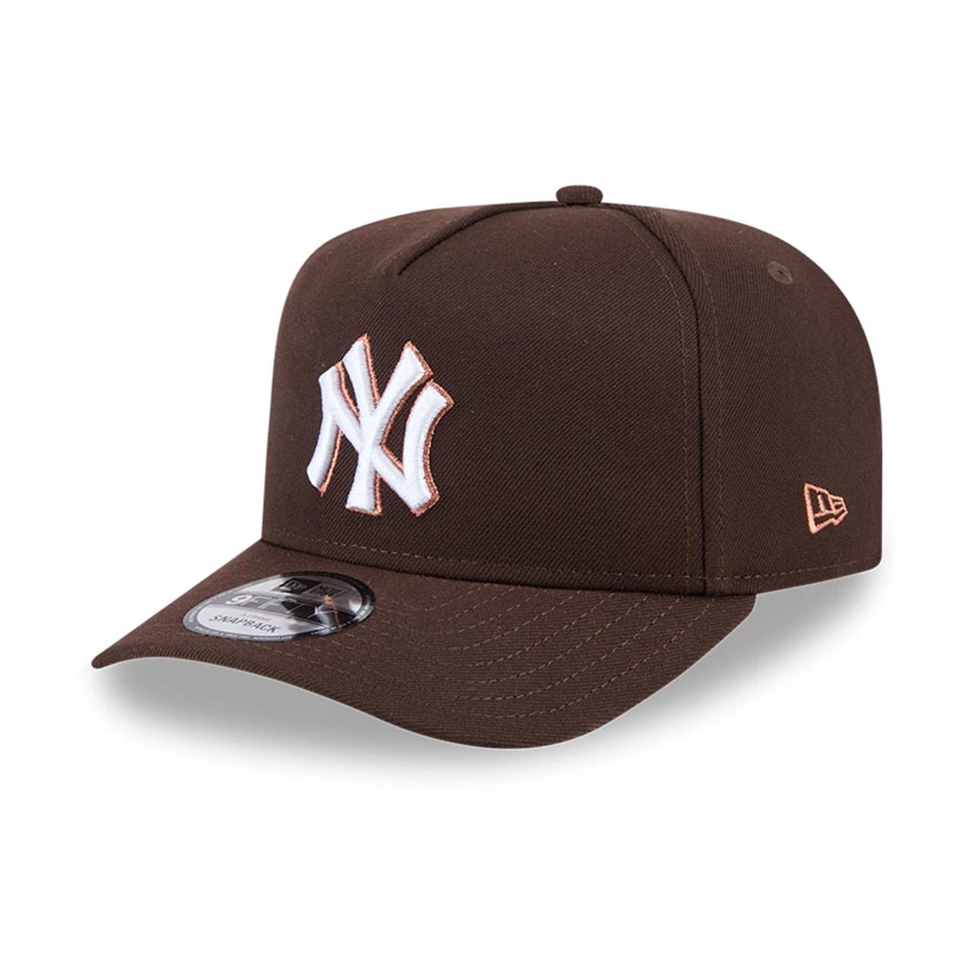 This is a New York Yankees MLB Metallic Dark Brown 9FIFTY A-Frame Snapback Adjustable Cap 1