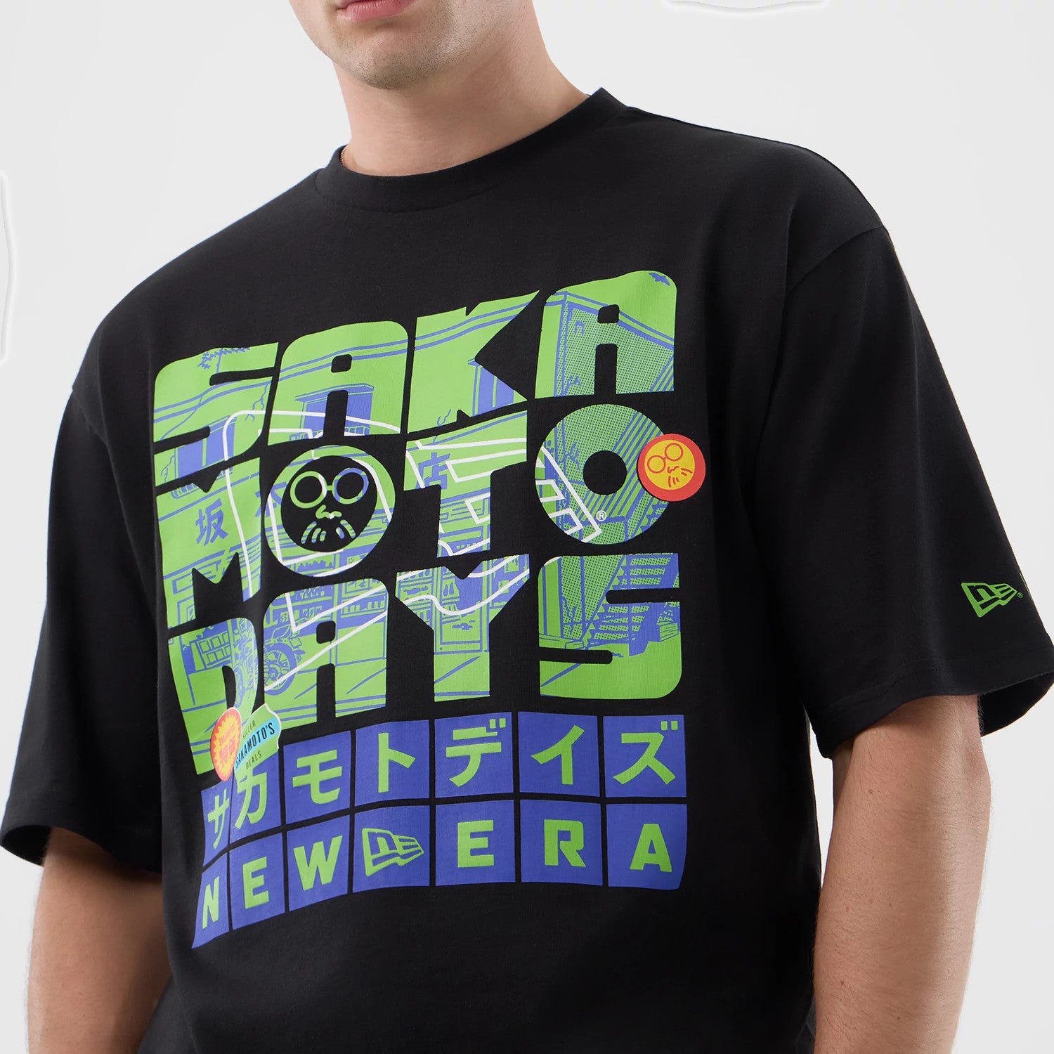 The Male model is wearing Sakamoto Days Netflix Black T-Shirt 3