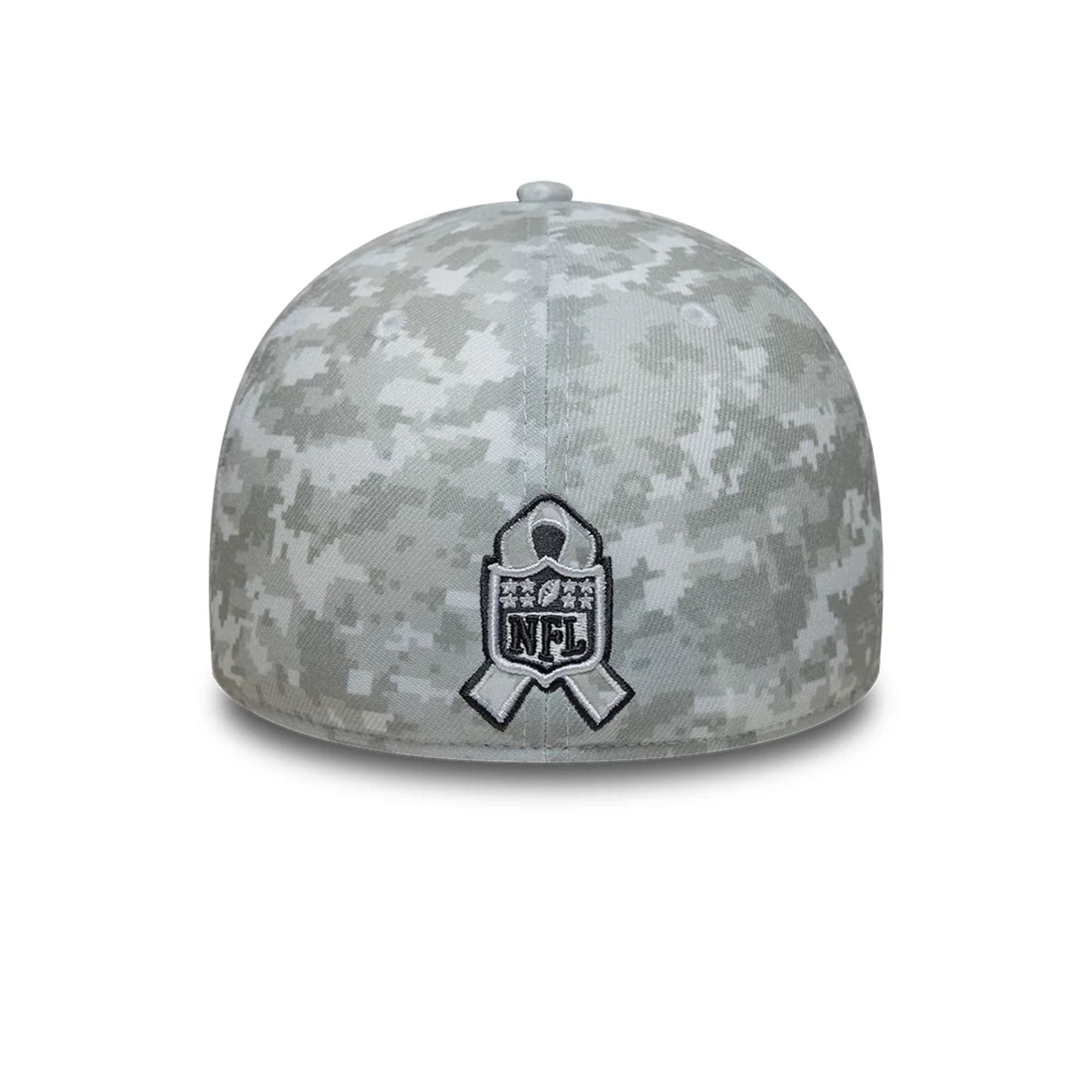 This is a New York Jets NFL Salute To Service 2025 Grey Camo 39THIRTY Stretch Fit Cap 3