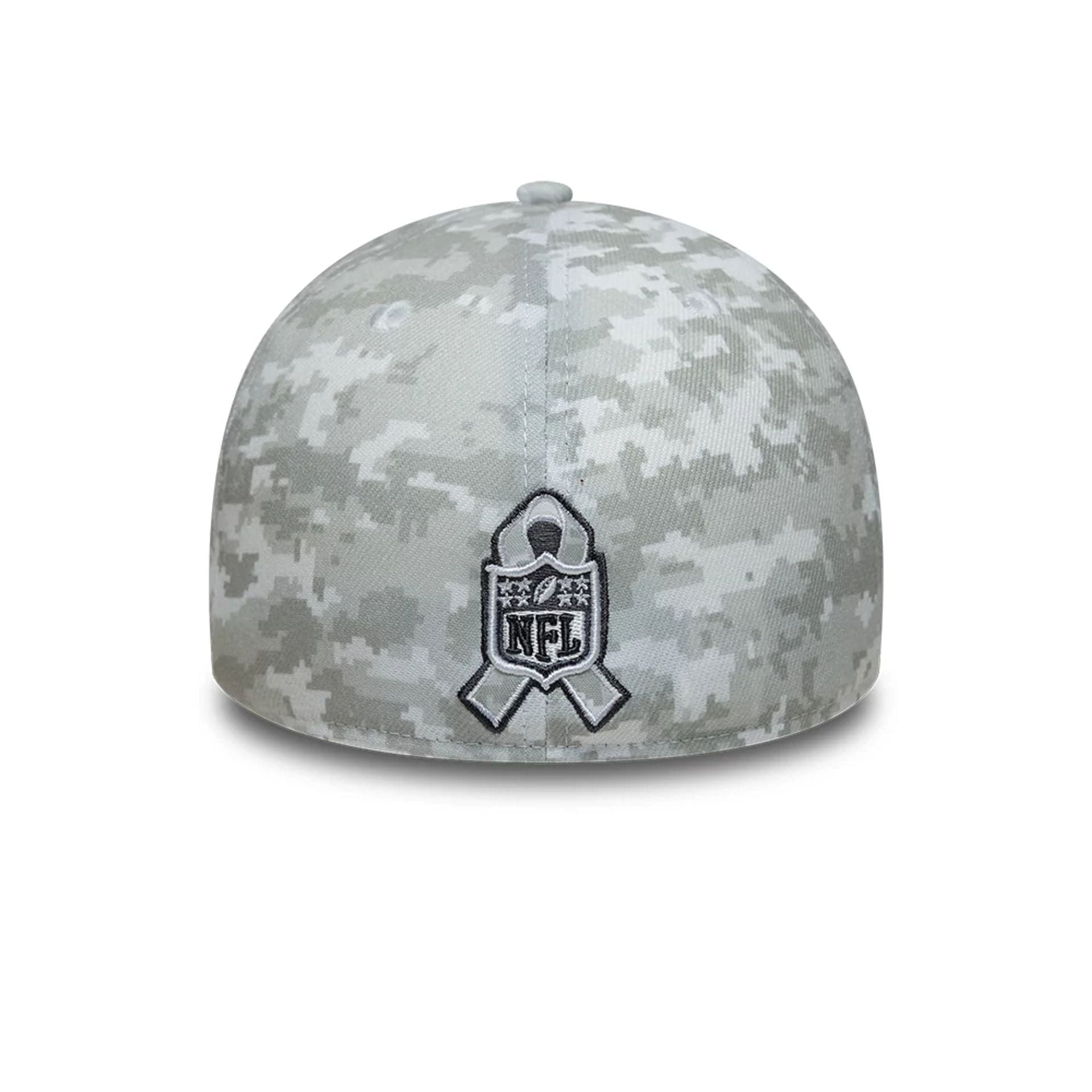 This is a New Orleans Saints NFL Salute To Service 2025 Grey Camo 39THIRTY Stretch Fit Cap 3