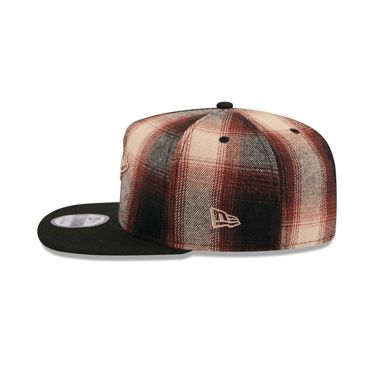 This is a LA Dodgers MLB Grunge Style Plaid Open Brown 9FIFTY A-Frame Snapback Adjustable Cap 7