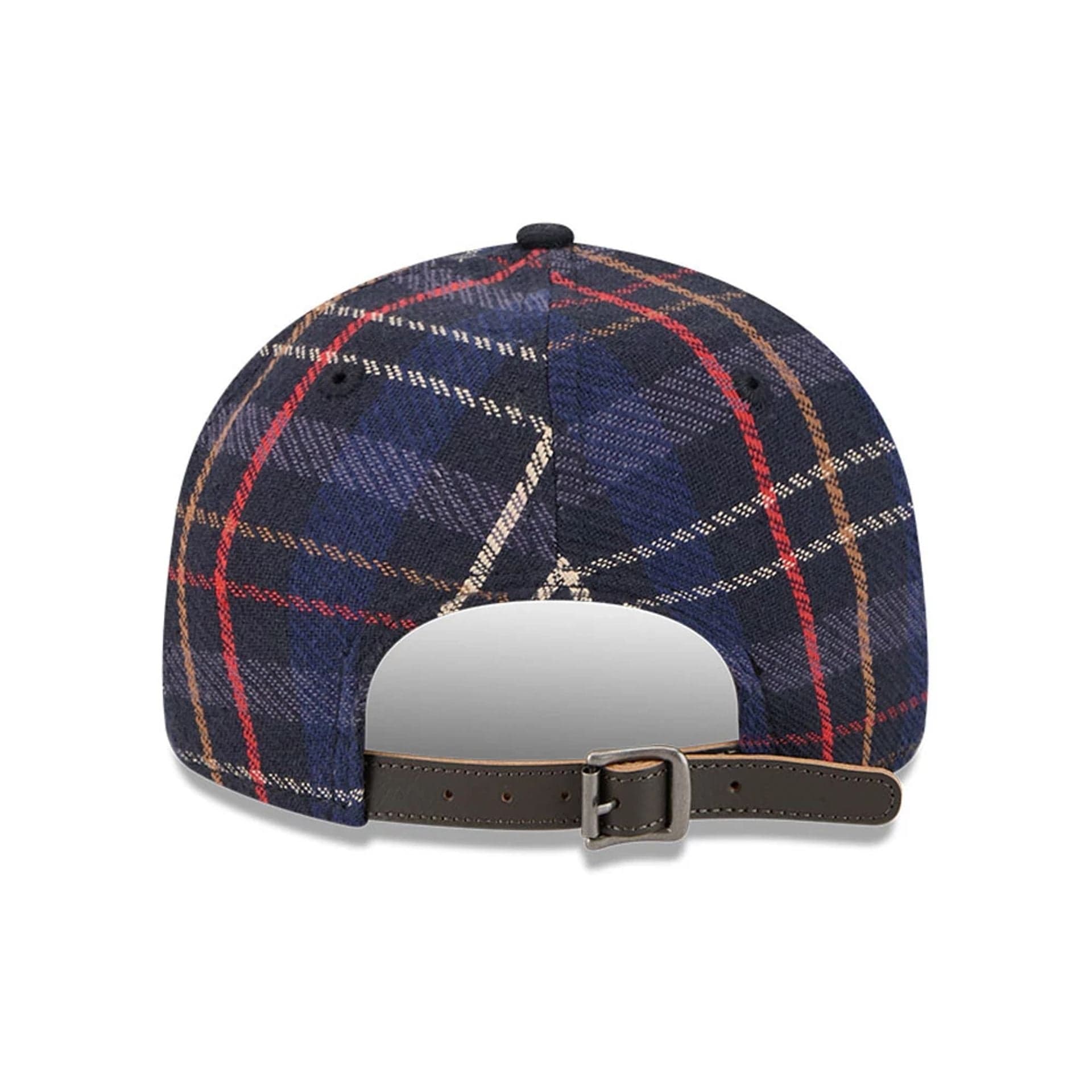 This is a Las Vegas Raiders NFL Grunge Style Plaid Open Blue Retro Crown 9FIFTY Adjustable Cap 2