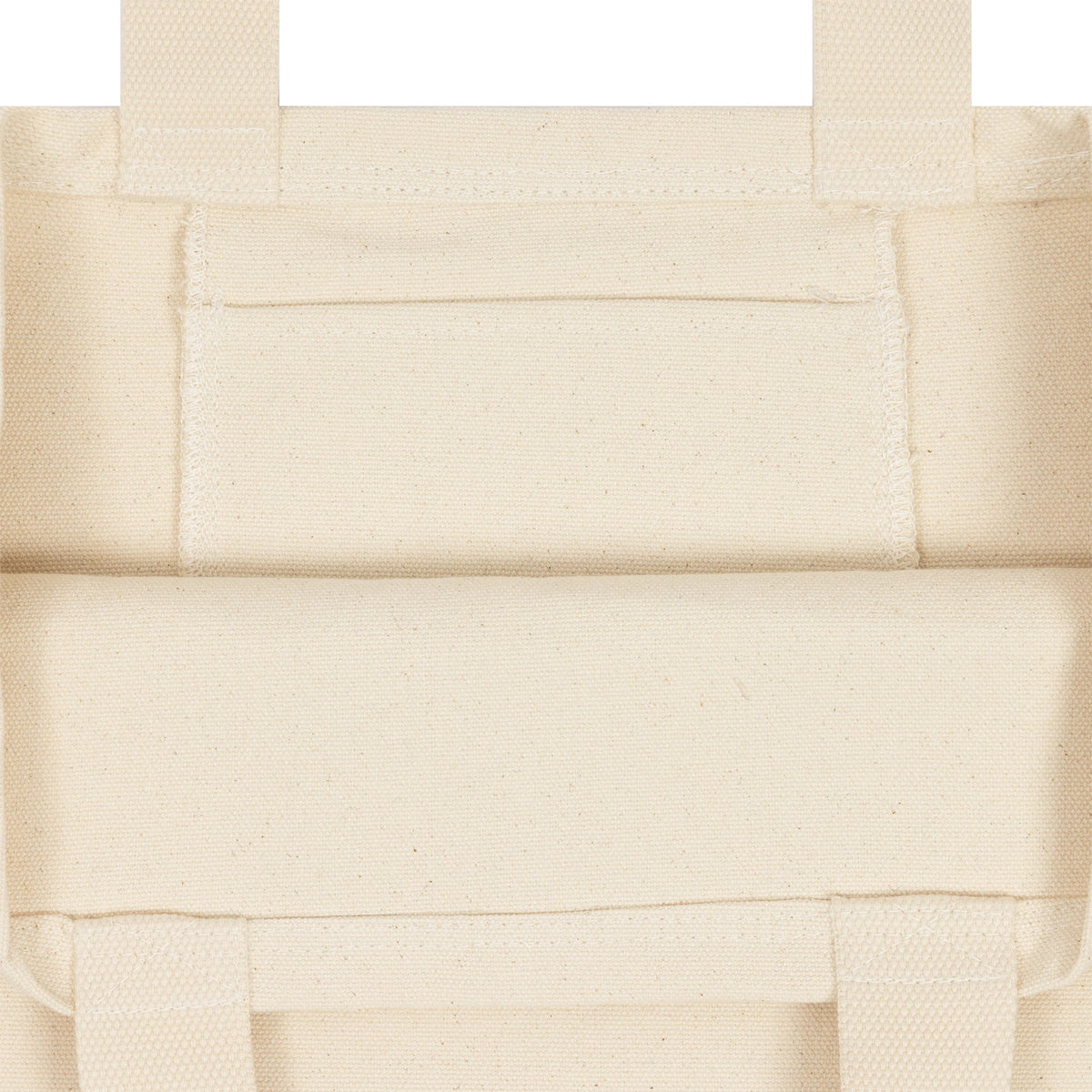New Era LA Dodgers MLB Fruit Cream Tote Bag, front view showing the cream fabric with stitching across the top, two handles emerging from the top edge, and a small pocket detail on the front.